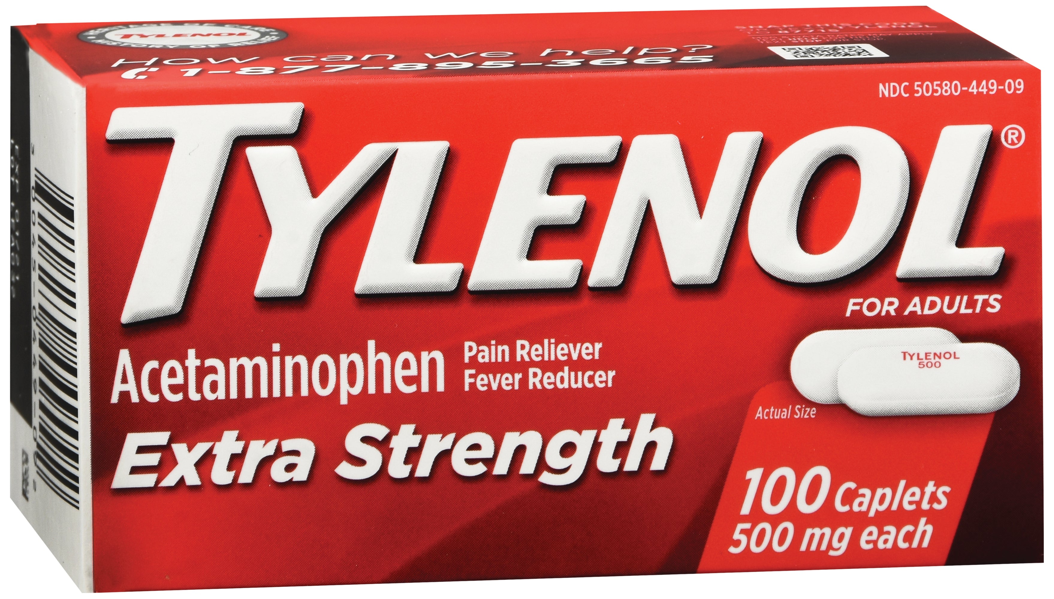 Pain Relief Tylenol® 500 mg Strength Acetaminophen Caplet 100 per Box