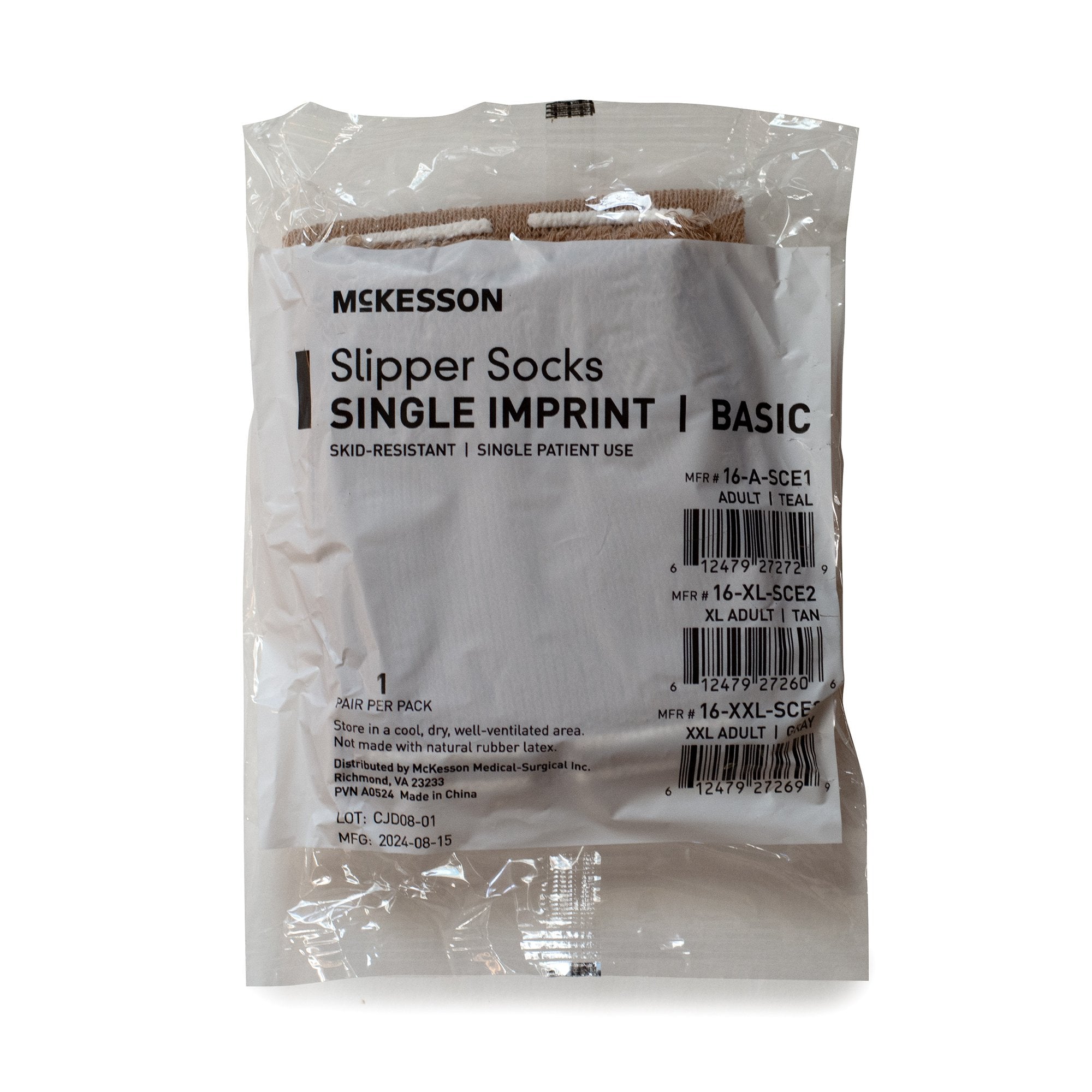 Slipper Socks McKesson Unisex Adult X-Large Single Tread Single Patient Use Tan - image 6
