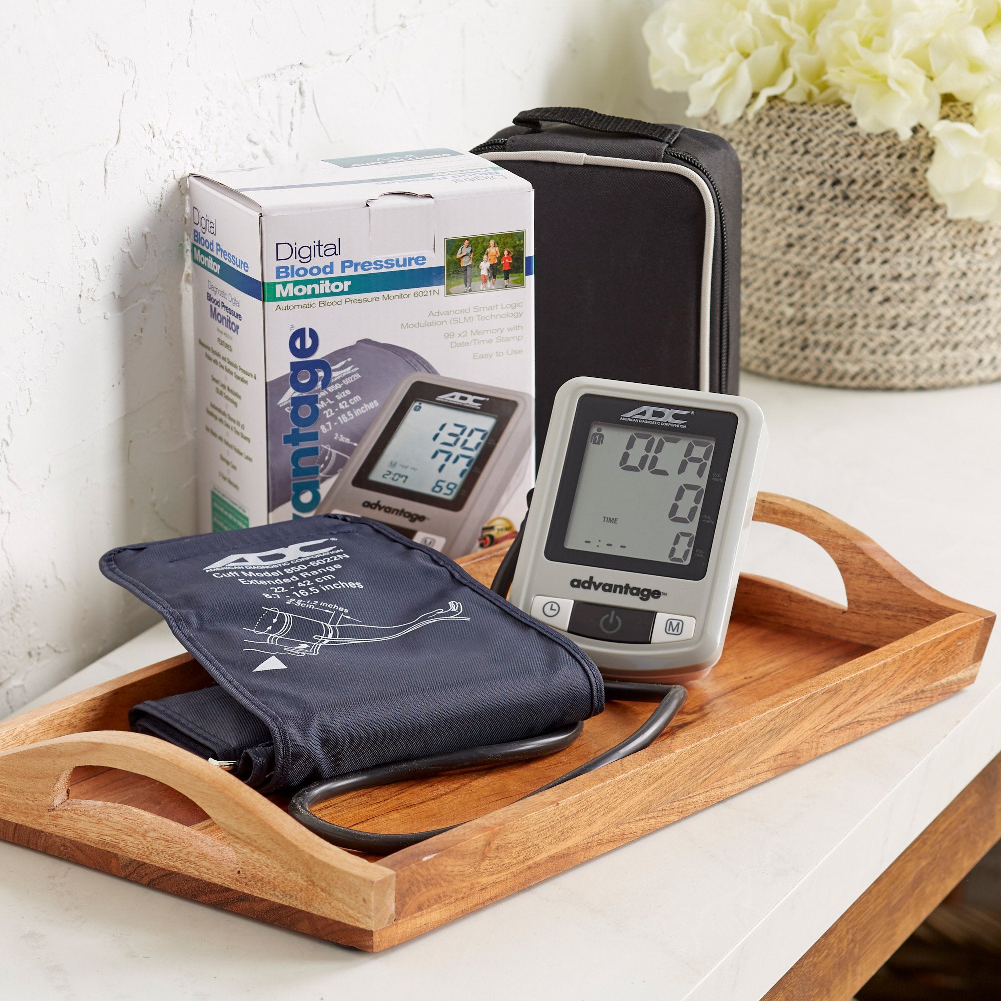 Home Automatic Digital Blood Pressure Monitor Advantage™ 6021N Series Wide Range Nylon Cuff 22 - 42 cm Desk Model - image 5