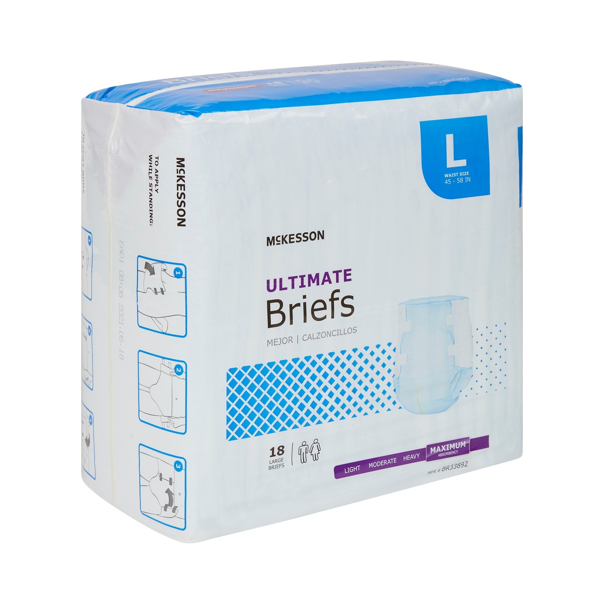 McKesson Ultimate Maximum Absorbency Incontinence Brief, Large (18 Units)