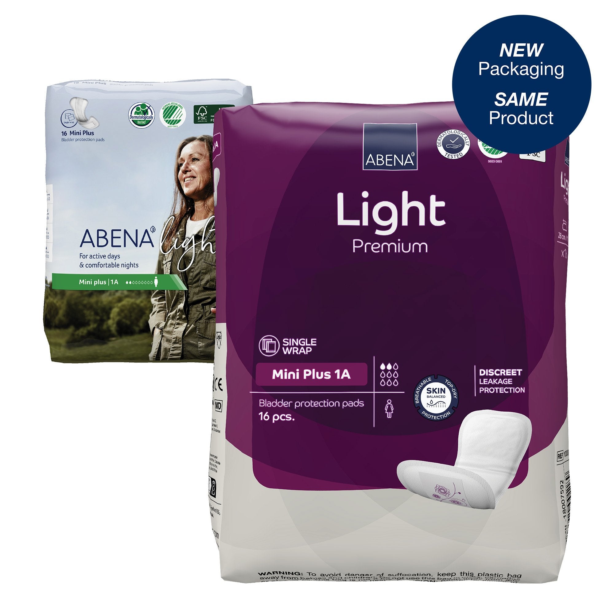 Bladder Control Pad Abena™ Light Mini Plus 11 Inch Length Light Absorbency Fluff / Polymer Core One Size Fits Most