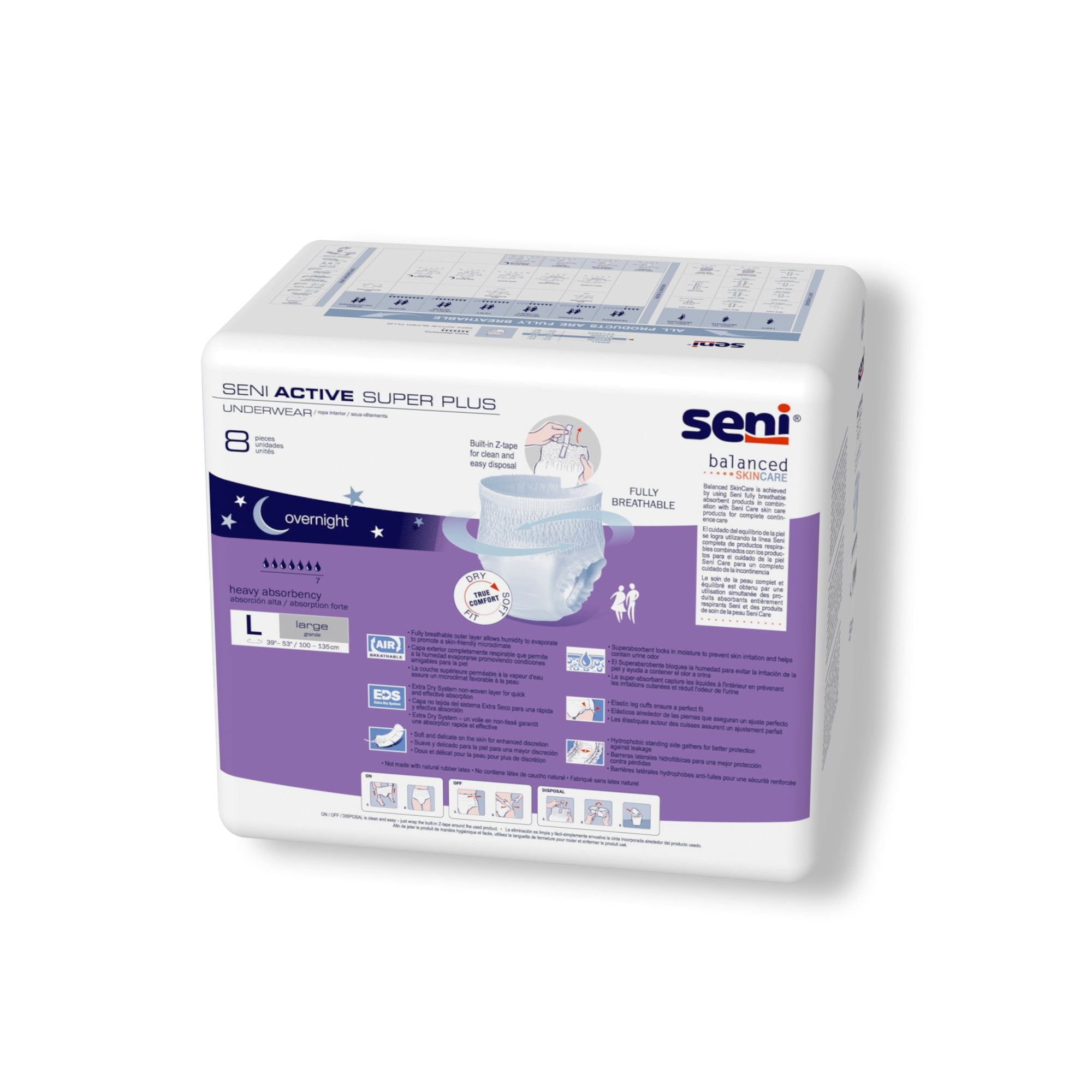 Seni® Active Super Plus Heavy Absorbent Underwear, Large (8 Units)