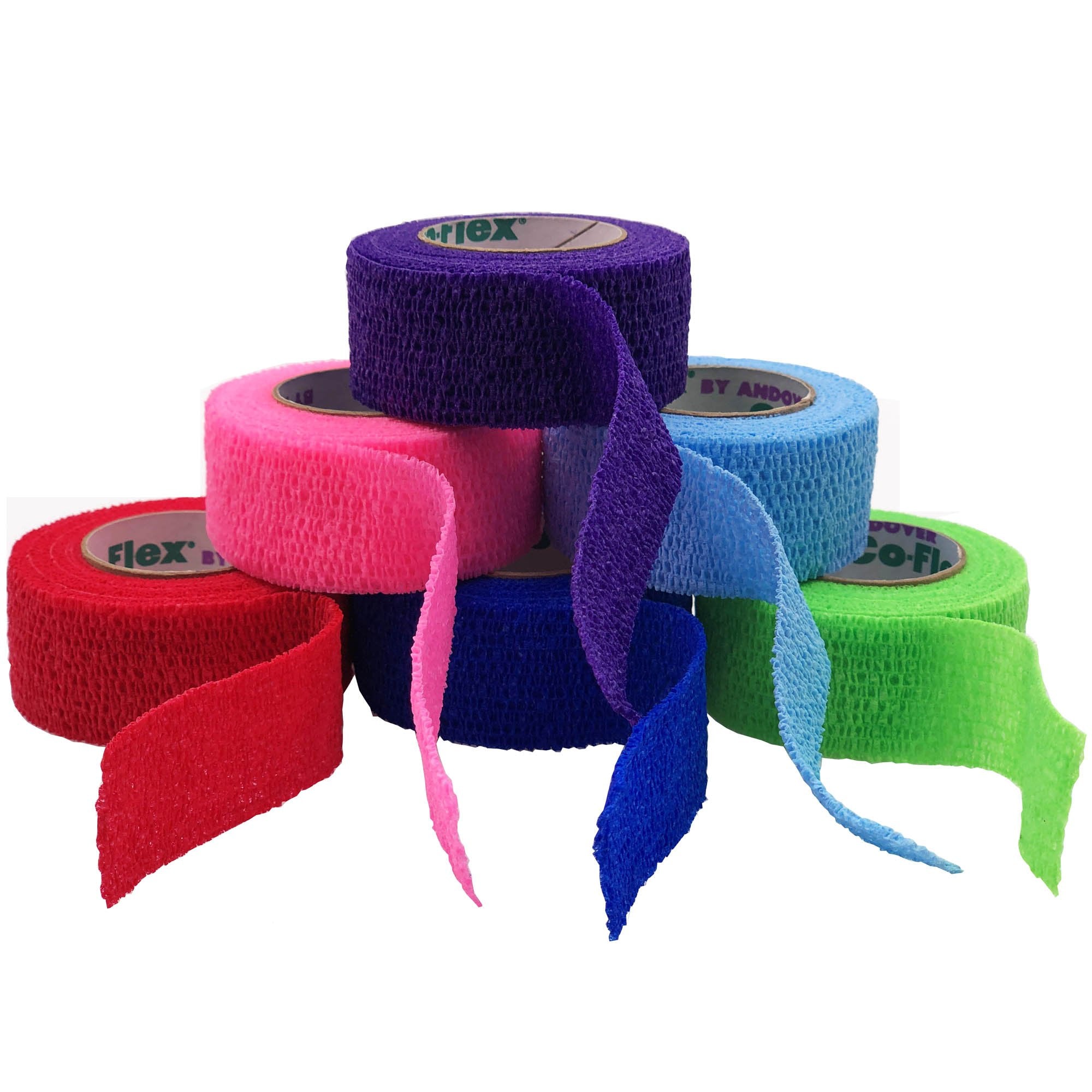Cohesive Bandage Co-Flex®·Med 2 Inch X 5 Yard Self-Adherent Closure Neon Pink / Blue / Purple / Light Blue / Neon Green / Red NonSterile 16 lbs. Tensile Strength - image 2