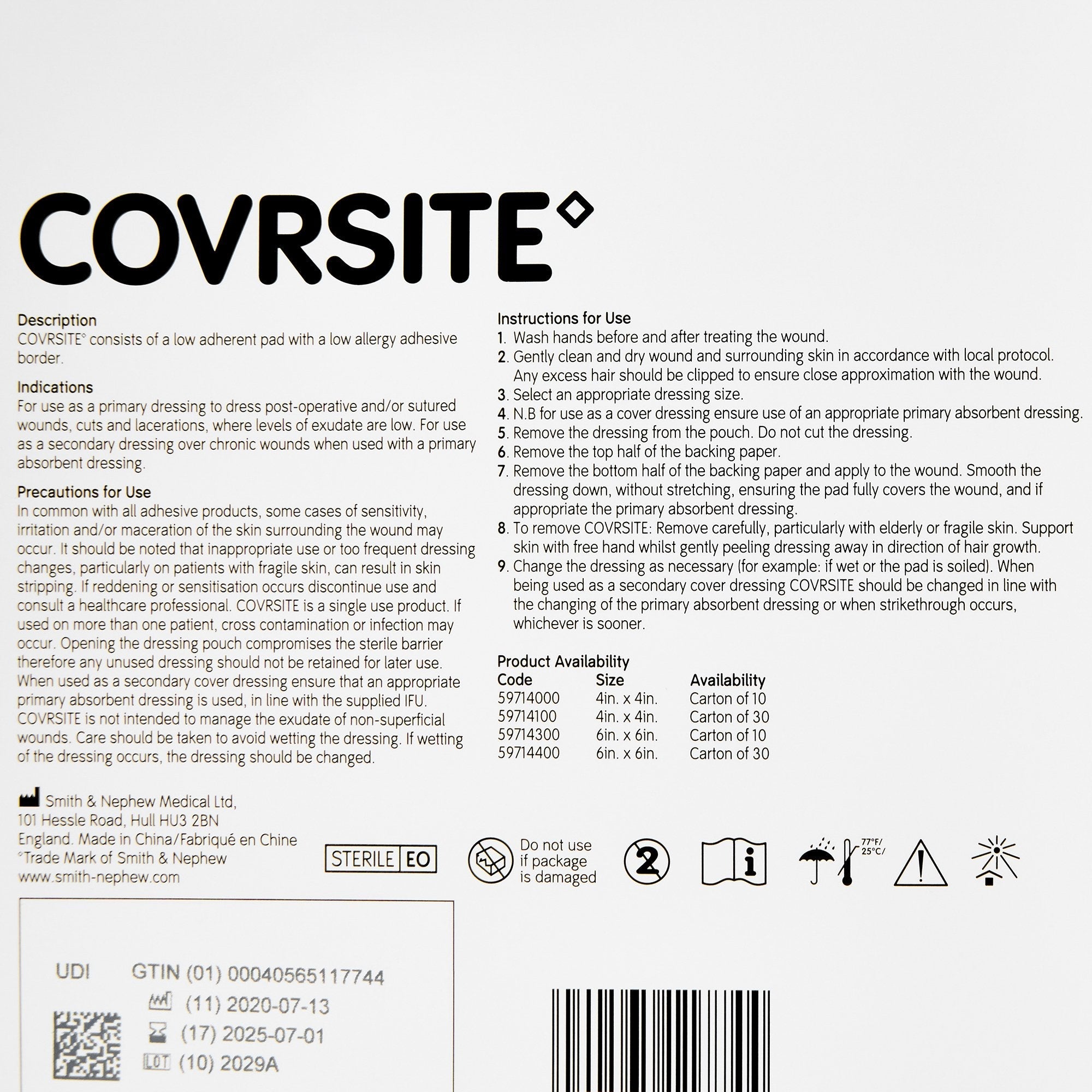 Covrsite Composite Dressing, 6 x 6 Inch (10 Units)