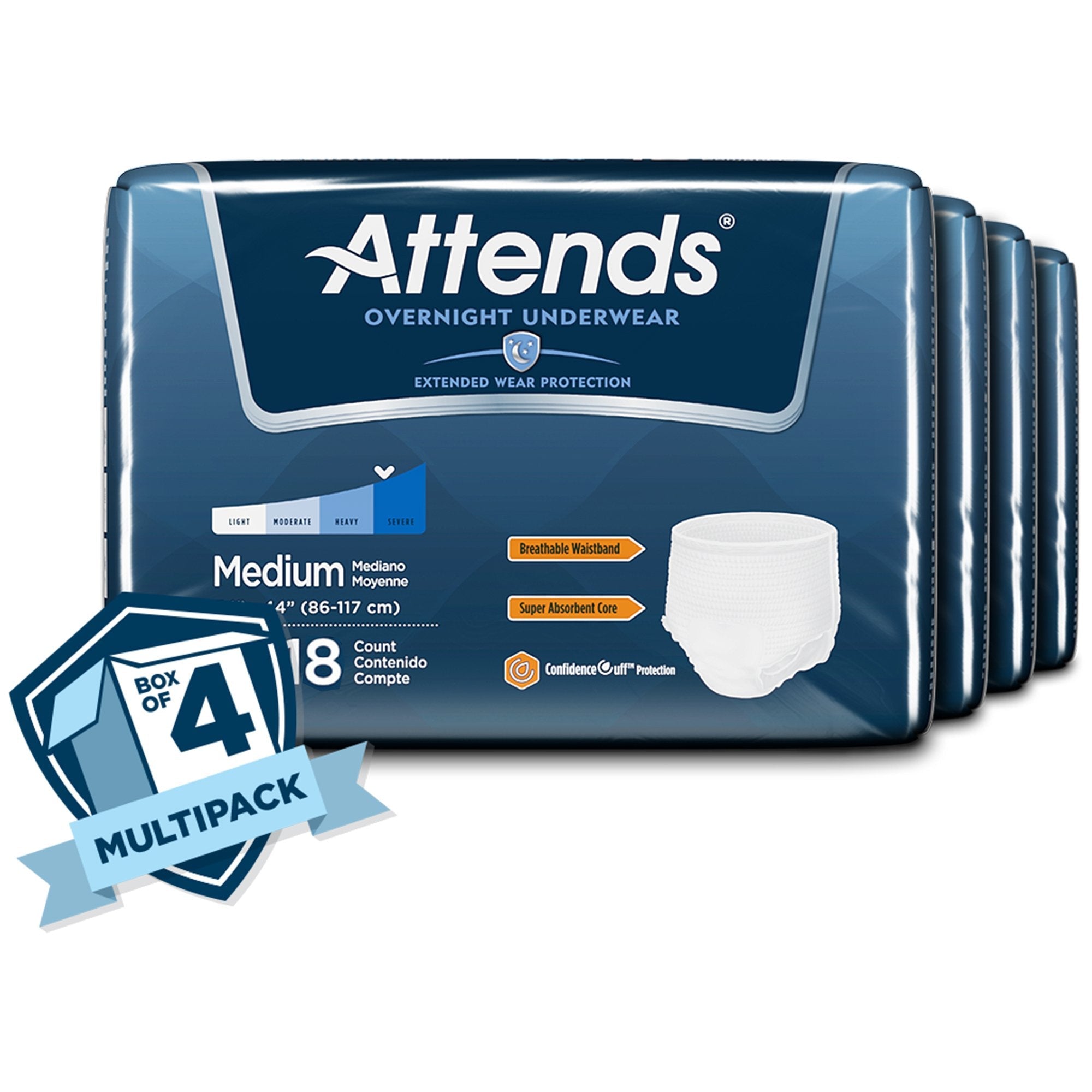 Attends® Briefs with Overnight Protection, Medium (18 Units)