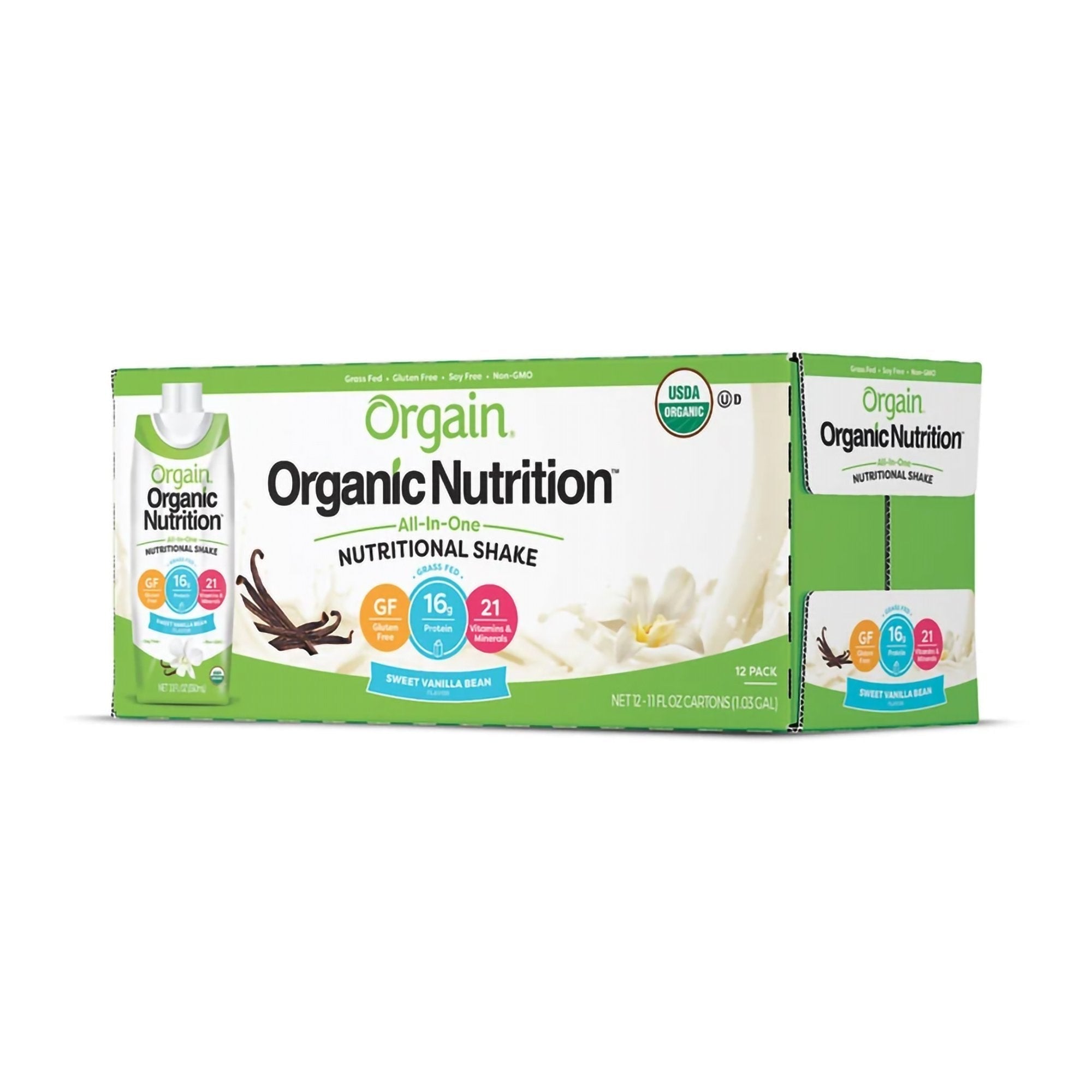Orgain® Organic Nutrition™ Vanilla Nutritional Shake, 11-ounce carton (4 Units)