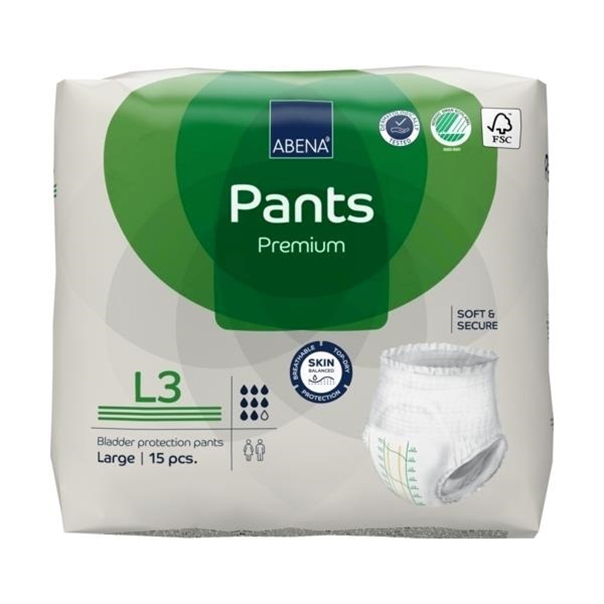 Abena Premium Pants L3 - High Absorbency Incontinence Briefs, Large