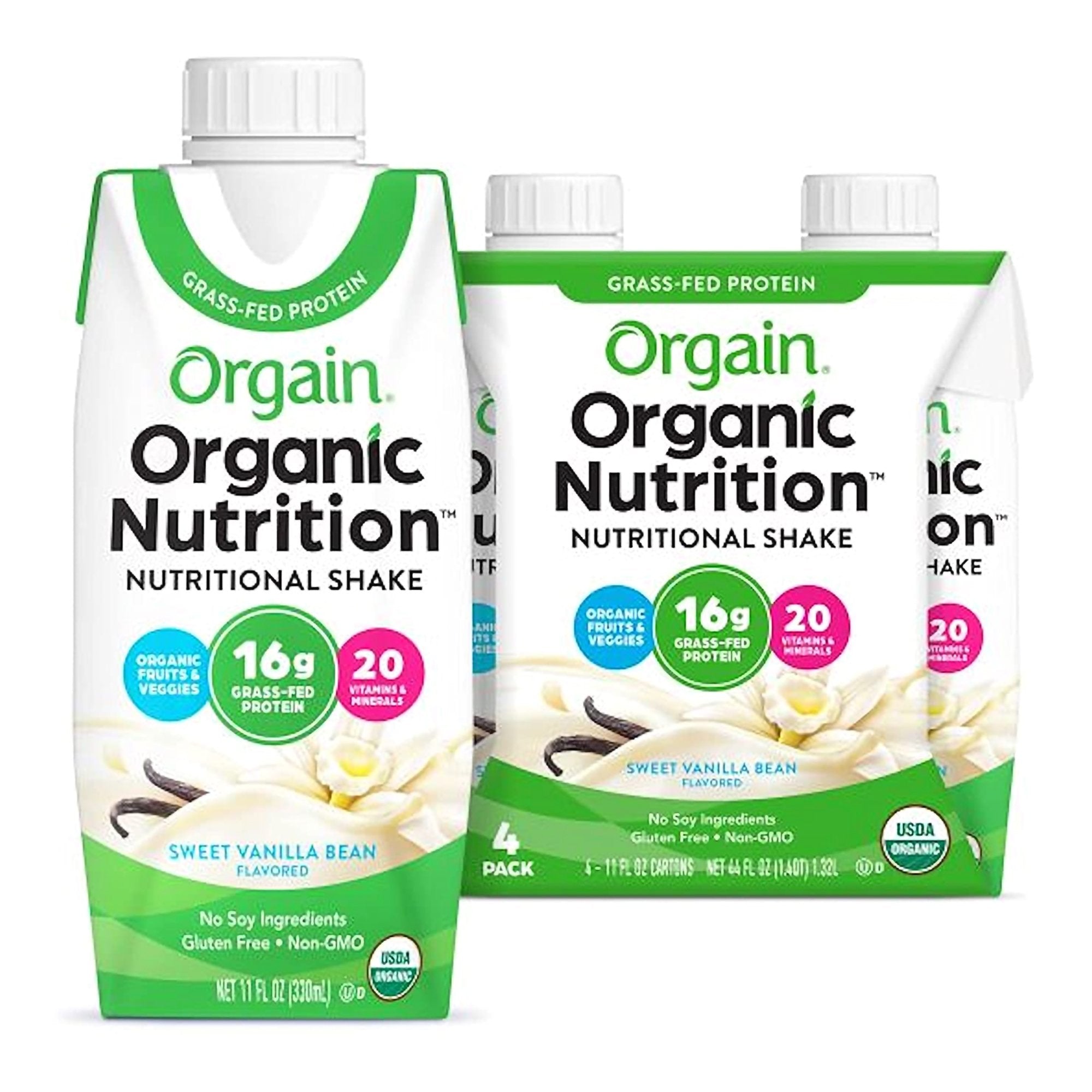 Orgain® Organic Nutrition™ Vanilla Nutritional Shake, 11-ounce carton (4 Units)
