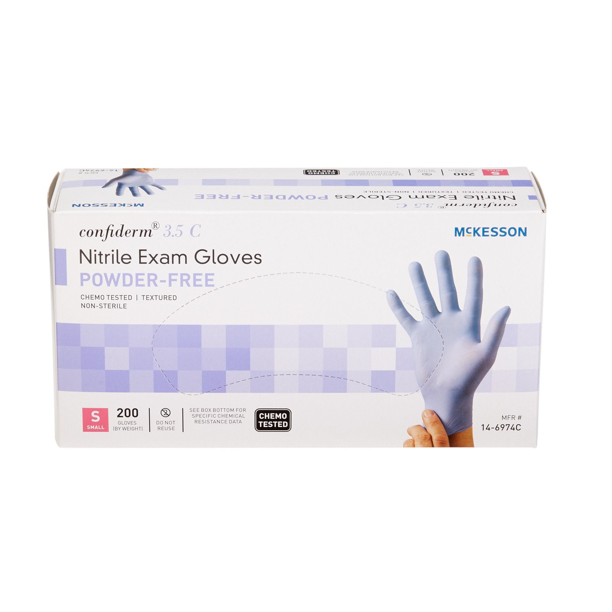 McKesson Confiderm 3.5C Nitrile Gloves, Small, Blue - 200 Pack
po