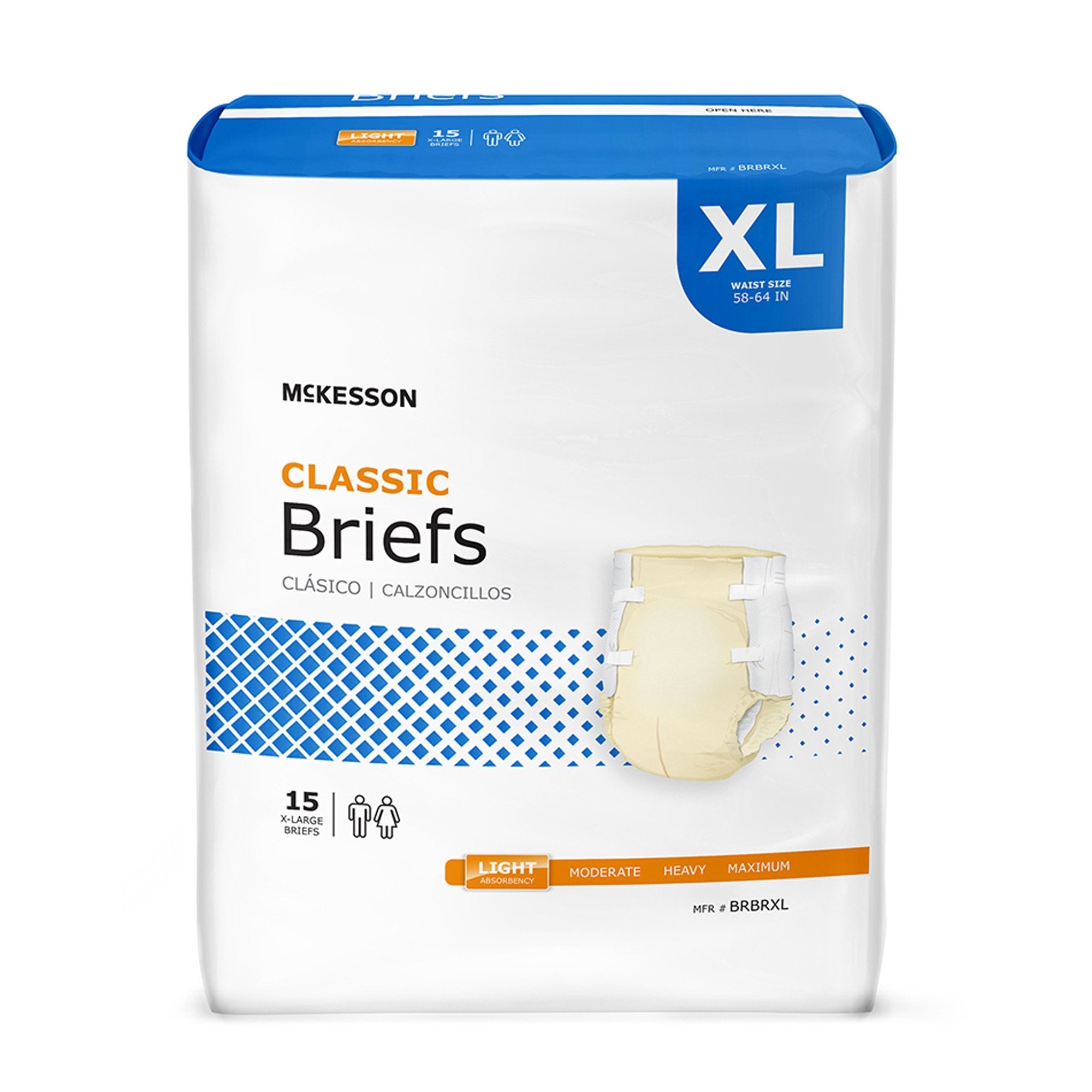 McKesson Classic Light Absorbency Incontinence Brief, Extra Large (15 Units)