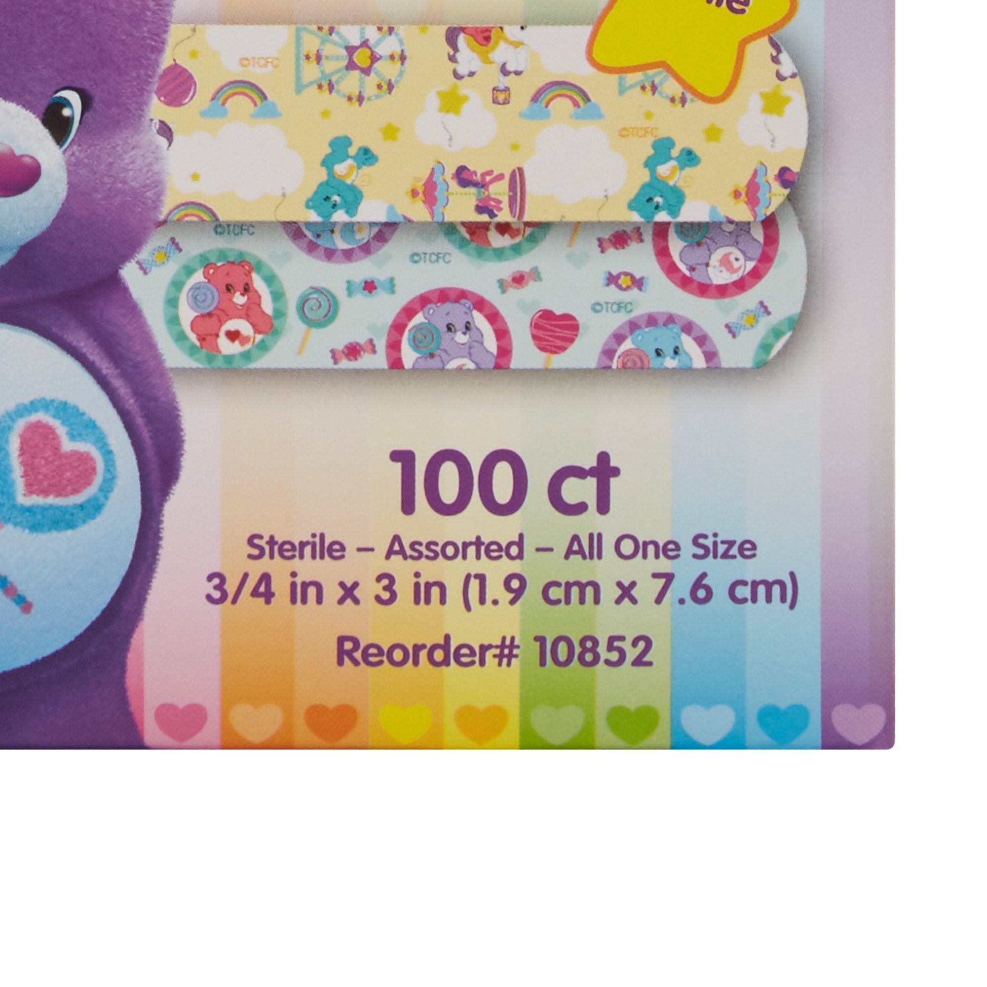 American® White Cross Stat Strip® Kid Design (Care Bears) Adhesive Strip, 3/4 x 3 Inch (100 Units)