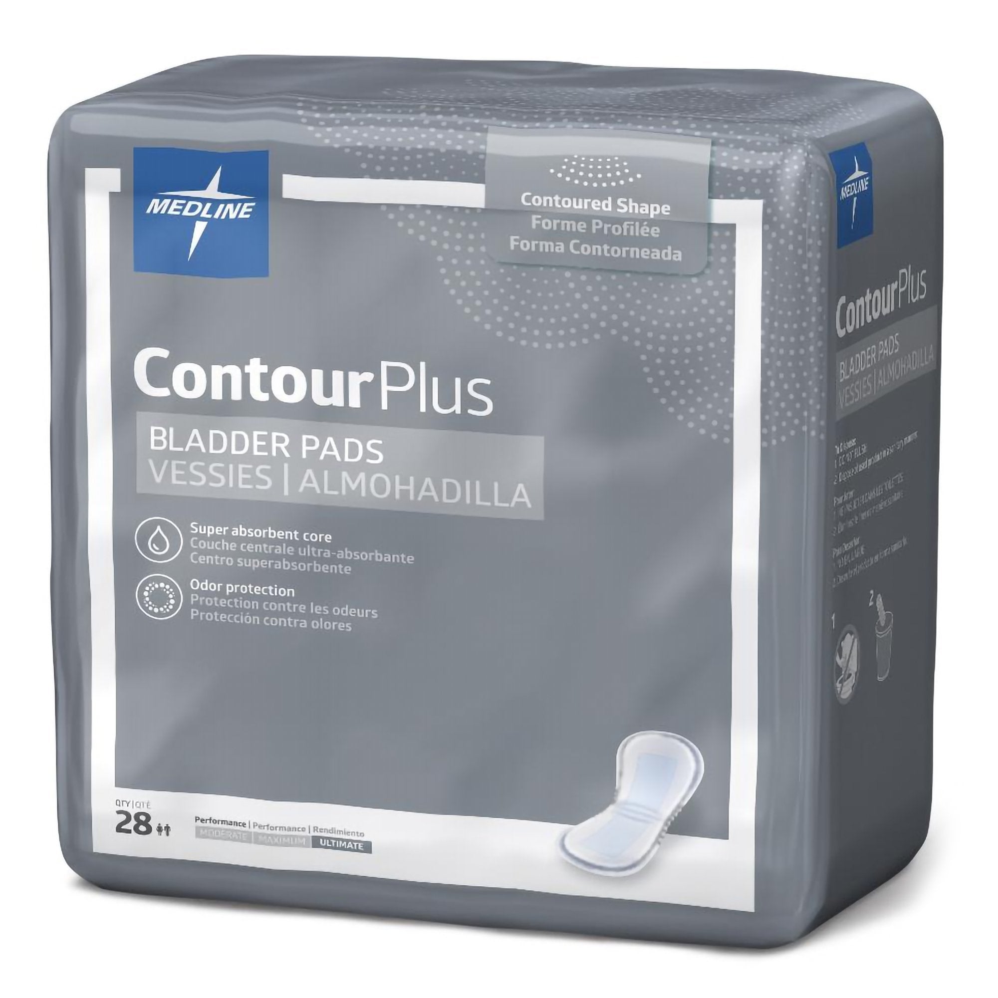Bladder Control Pad Contour Plus Ultimate 8 X 17 Inch Heavy Absorbency Super Absorbent Core One Size Fits Most - image 3