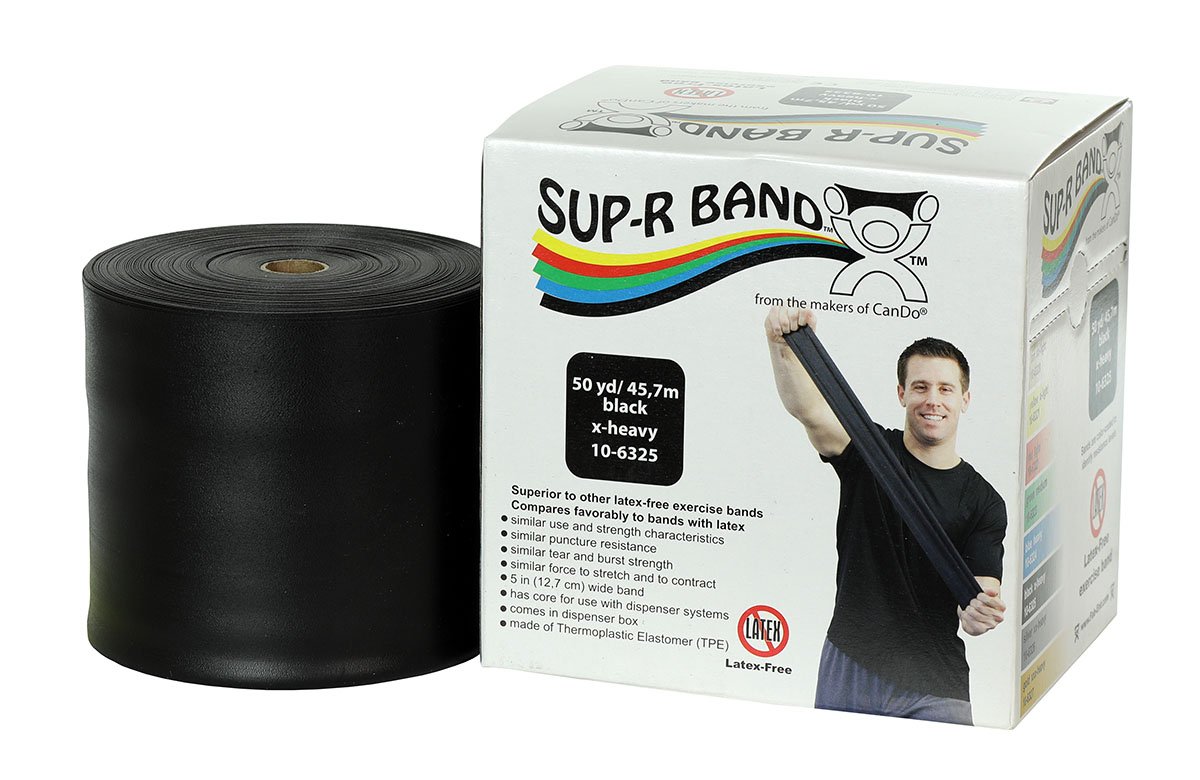 Exercise Resistance Band Sup-R Band® Black 5 Inch X 50 Yard X-Heavy Resistance