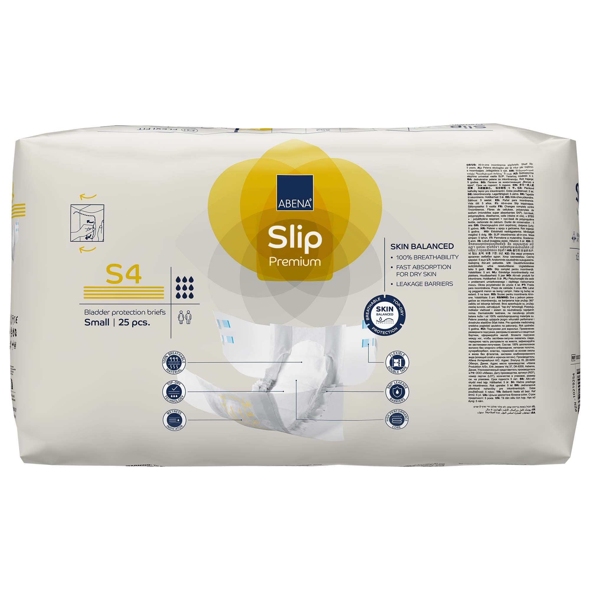 Abena Slip Premium S4 Small Incontinence Briefs, 25 Pack