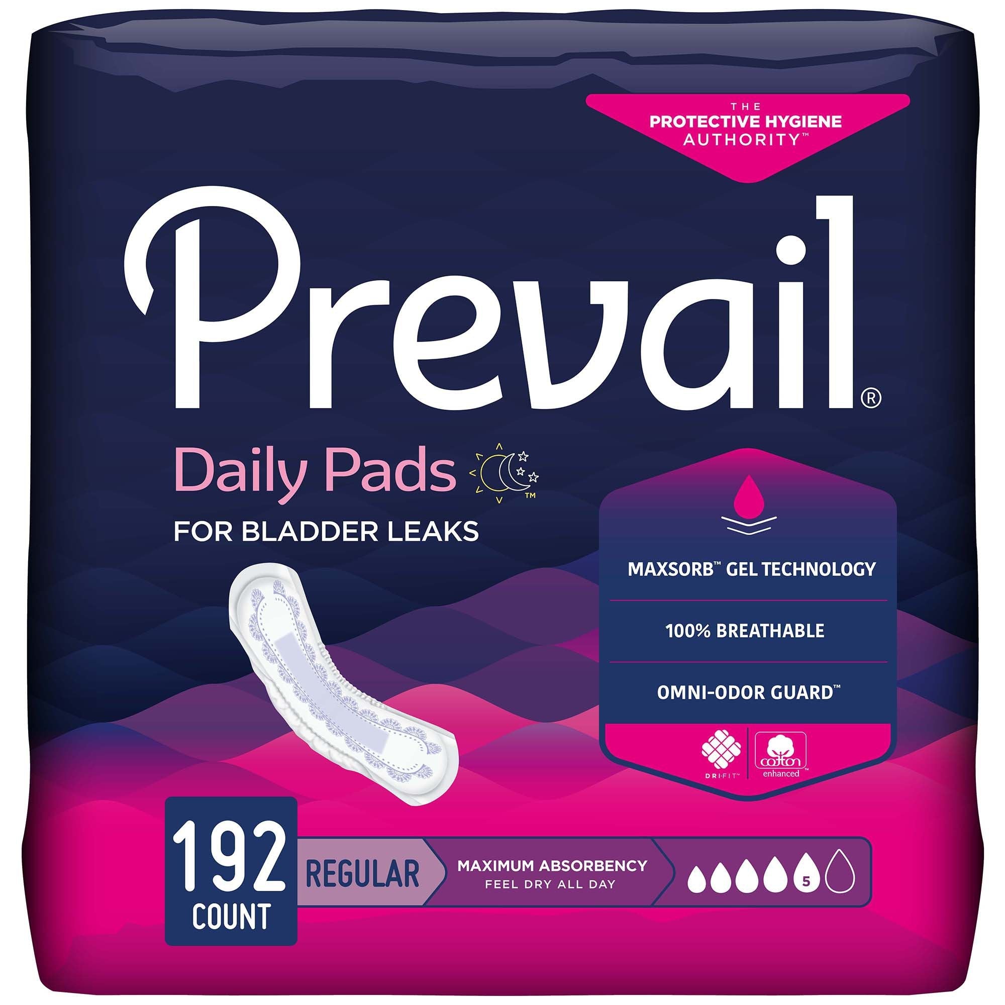 Prevail® Daily Pads Maximum Bladder Control Pad, 11-Inch Length (48 Units)