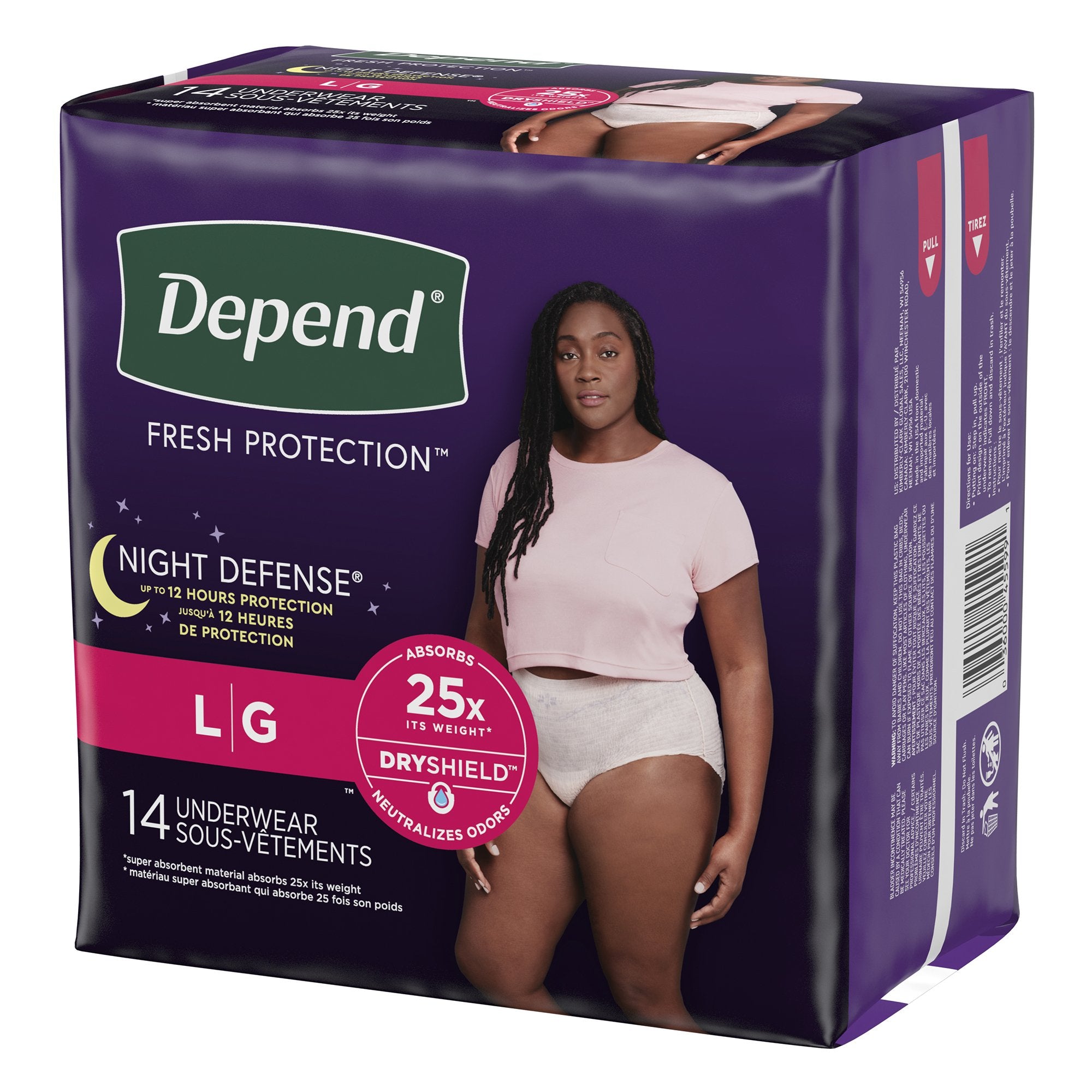 Absorbent Underwear Depend® Night Defense® Waistband Style Adult Large Female Disposable Heavy Absorbency - image 2