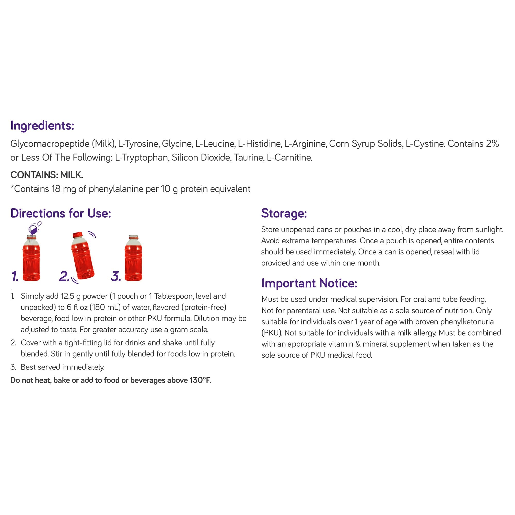 Oral Supplement PhenylAde® GMP Mix-In Unflavored Powder 200 Gram Can - image 3