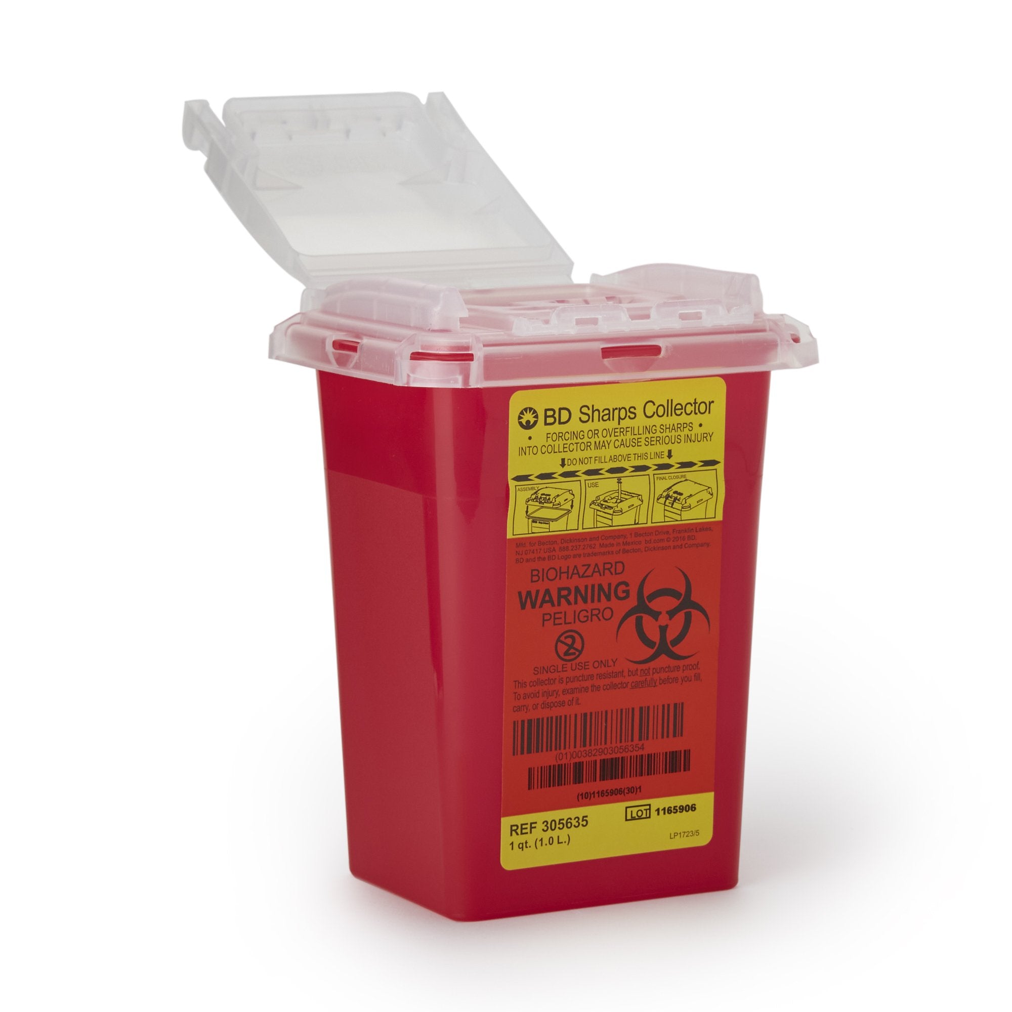 BD Multi-purpose Sharps Container, 1 Quart, 7 x 4.9 x 3.9 Inch