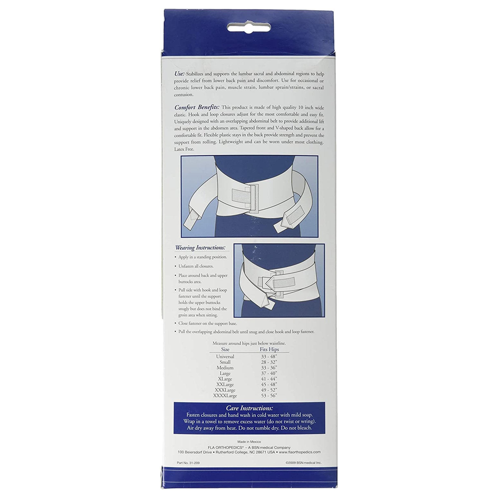 Back Support FLA Orthopedics® Standard 3X-Large Hook and Loop Closure 49 to 52 Inch Hip Circumference 10 Inch Height Adult - image 2