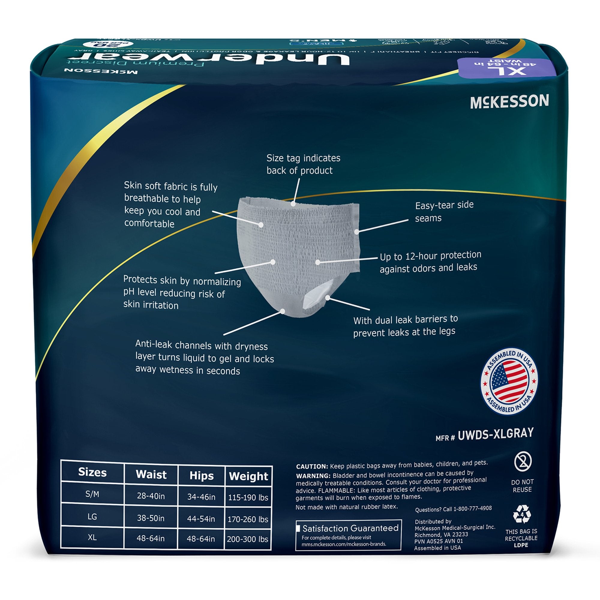 Absorbent Underwear McKesson Premium Discreet Heavy Pull On with Tear Away Seams Adult X-Large Male Disposable Heavy Absorbency - image 10