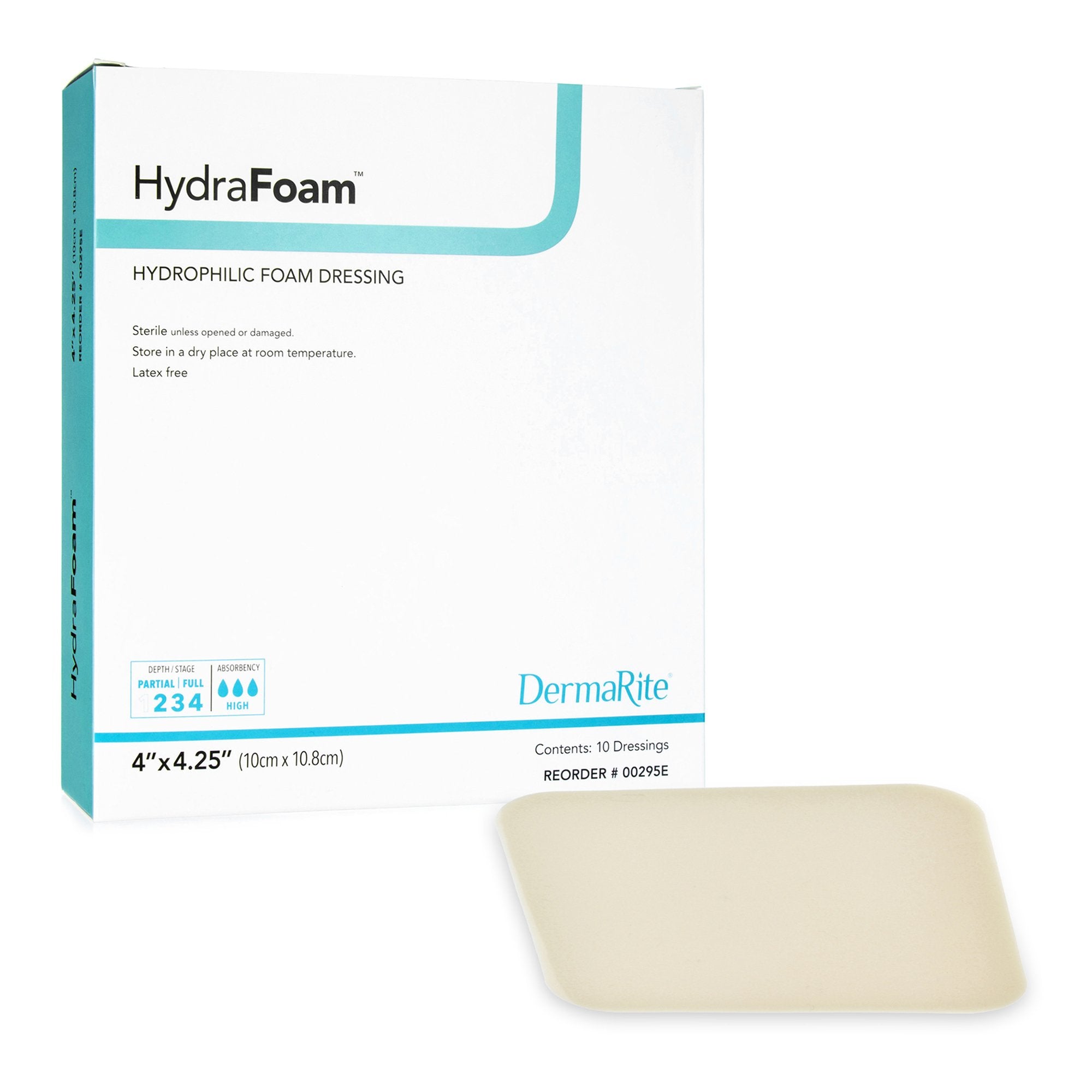 HydraFoam™ Nonadhesive Foam Dressing, 4 x 4¼ Inch