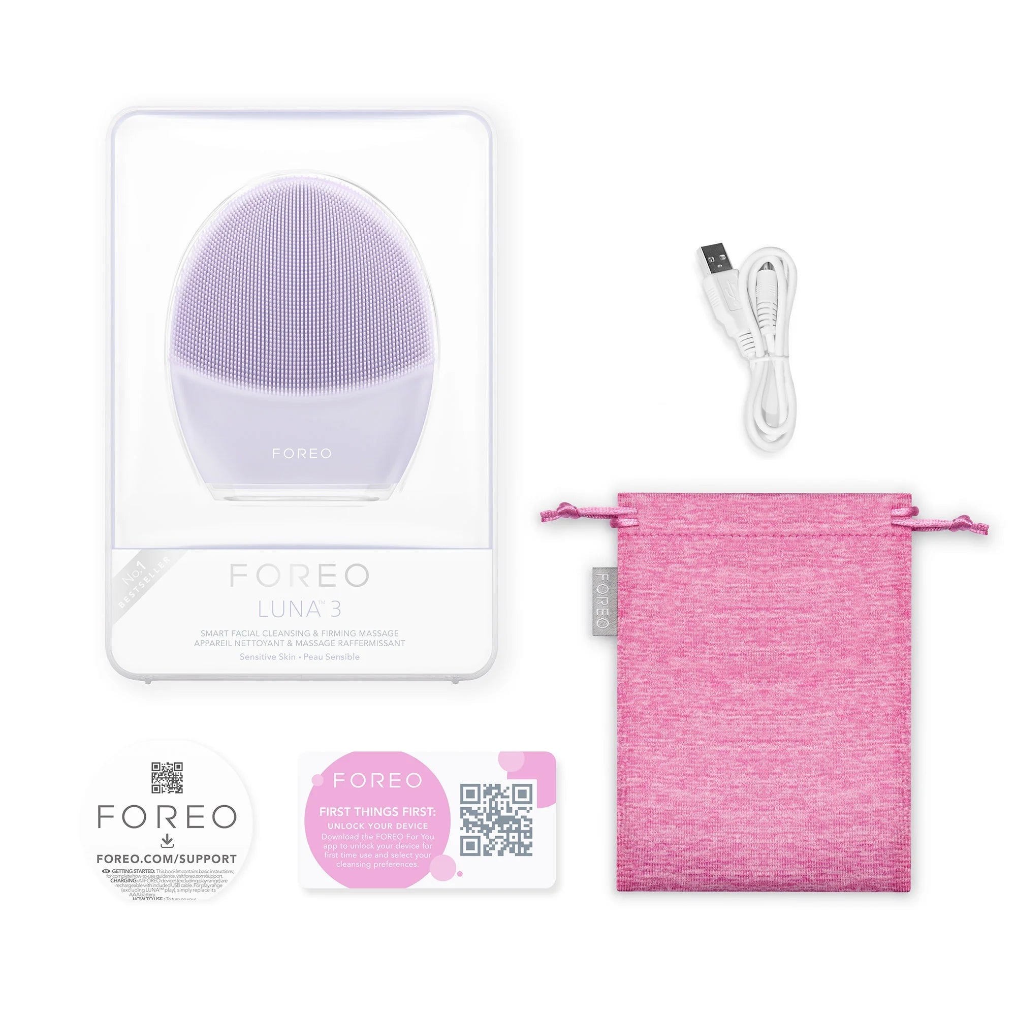 Foreo LUNA 3 Smart Sonic Facial Cleanser & Massager, for Sensitive Skin