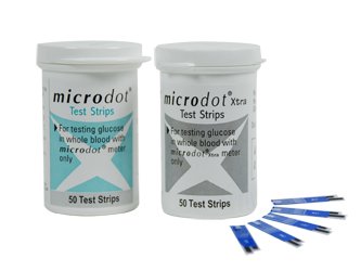 Blood Glucose Test Strips Microdot® Xtra 50 Strips per Pack For Microdot® Meters