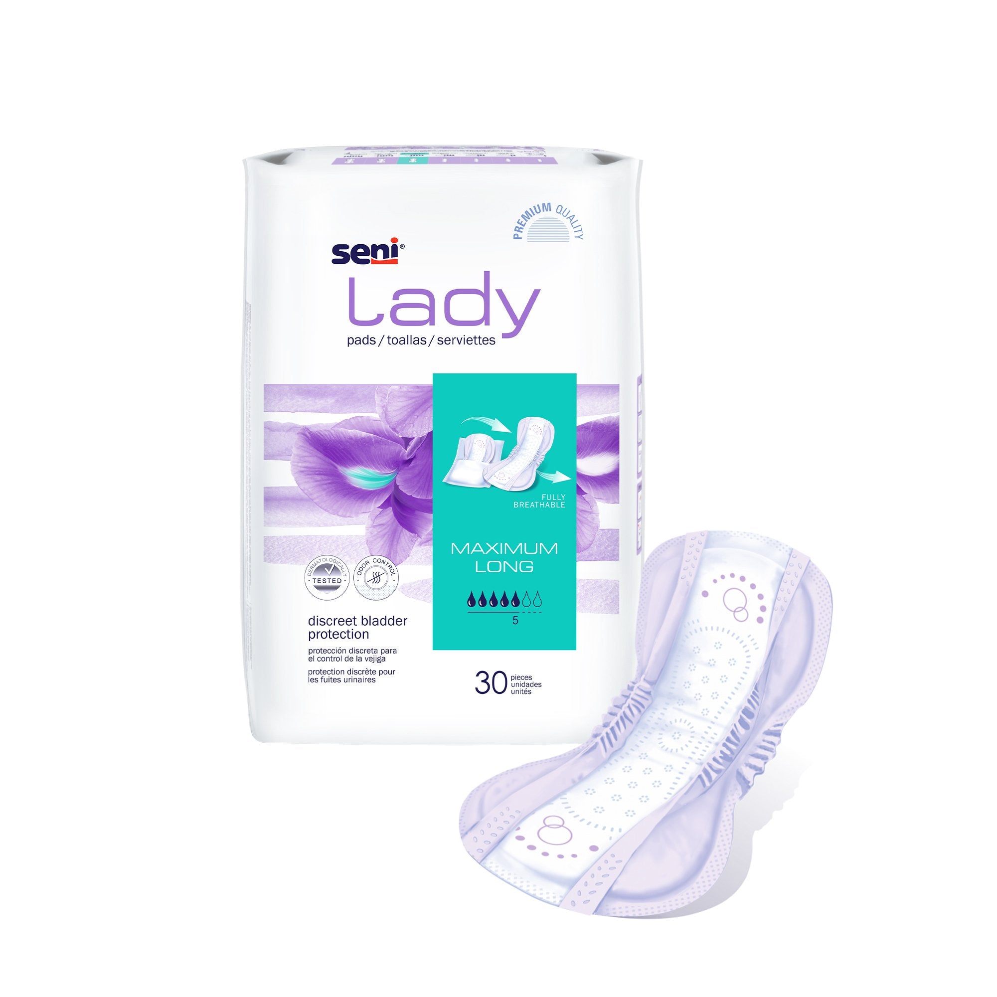 Bladder Control Pad Seni® Lady Maximum 11 Inch Length Moderate Absorbency Super Absorbent Core One Size Fits Most - image 5