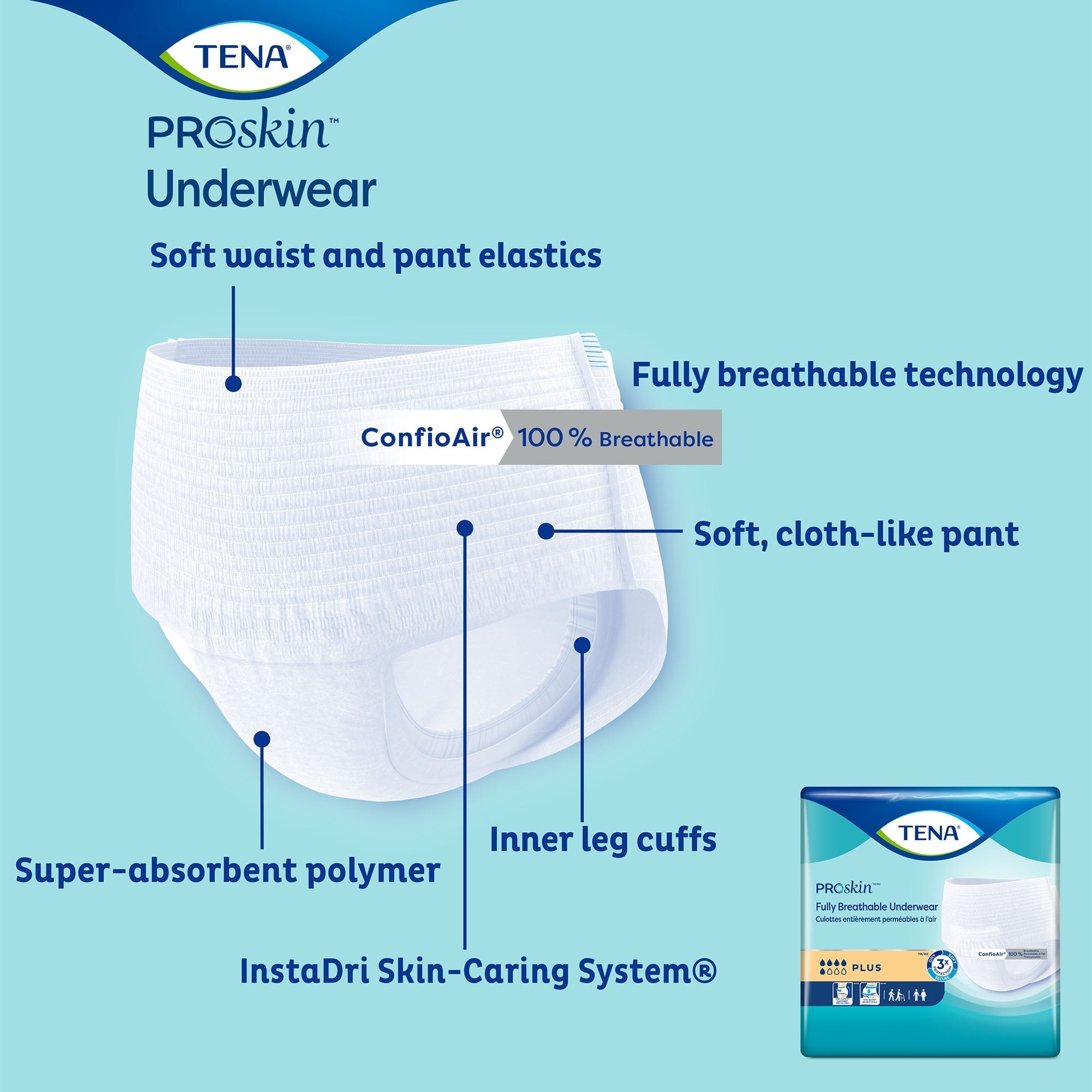 TENA® ProSkin™ Plus Large Breathable Adult Absorbent Underwear - 18 Pack