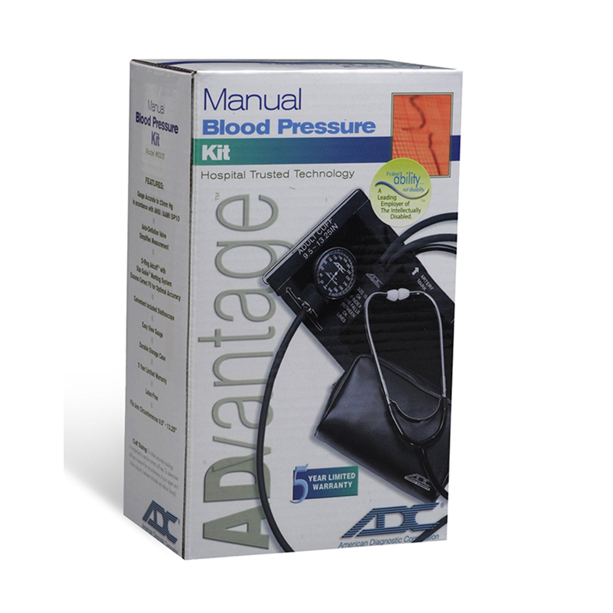 Advantage™ 6005 Manual Blood Pressure Kit Aneroid Sphygmomanometer / Stethoscope Combo (1 Unit)
