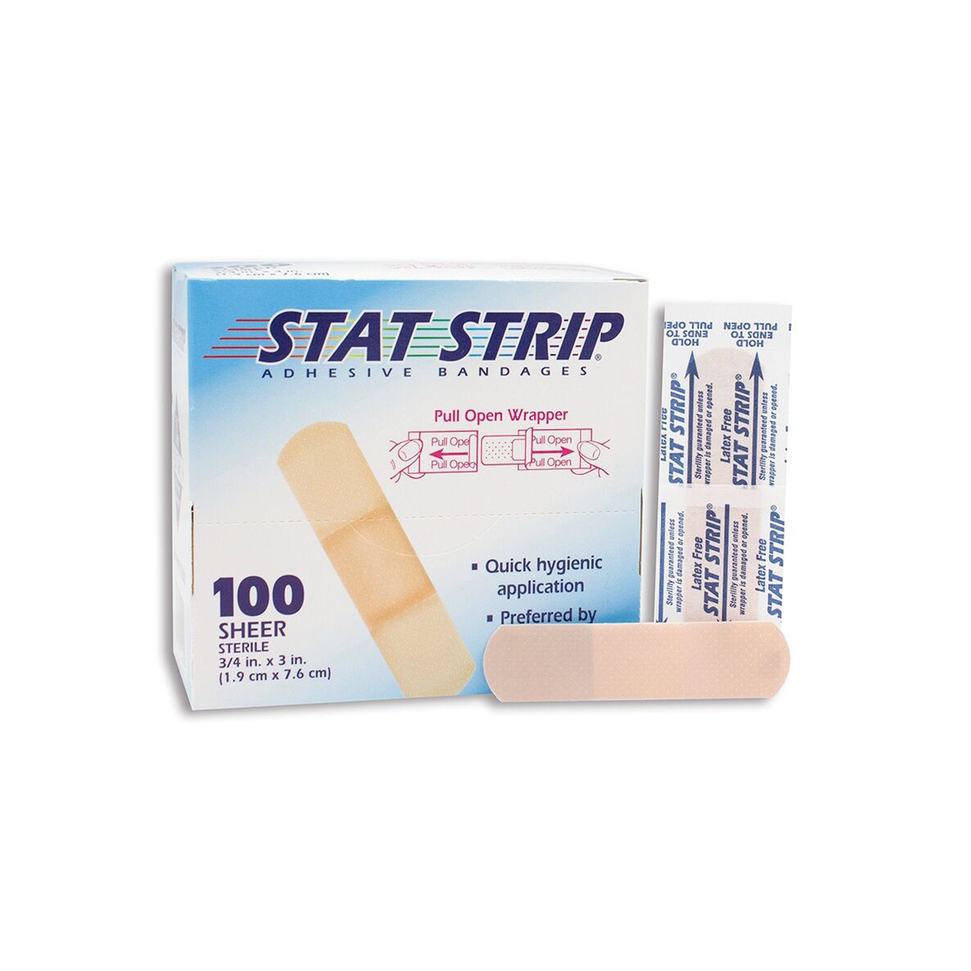 American® White Cross Stat Strip® Tan Adhesive Strip, ¾ x 3 Inch (100 Units)