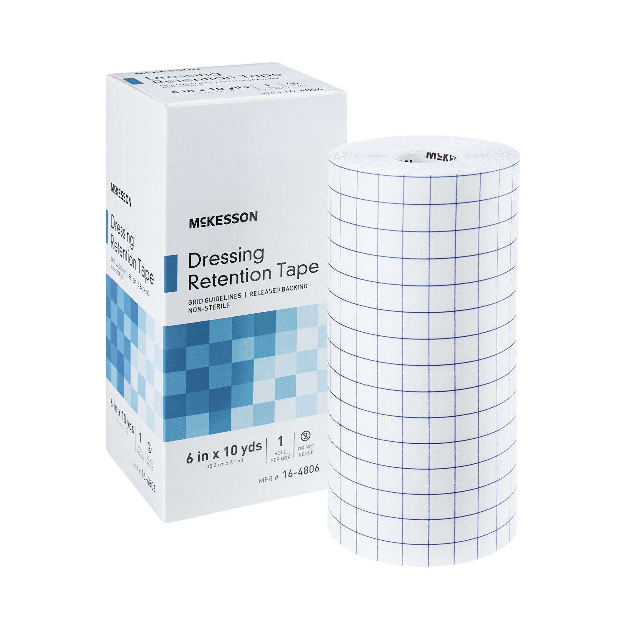 McKesson Nonwoven Fabric / Printed Release Paper Dressing Retention Tape, 6 Inch x 10 Yard, White (1 Unit)