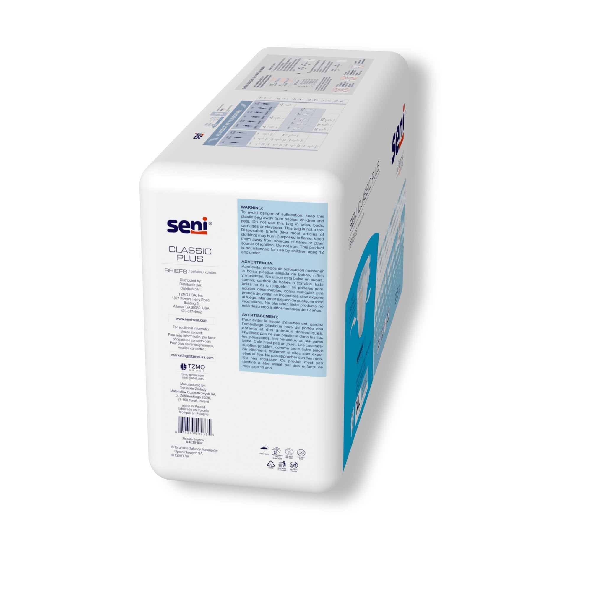 Seni® Classic Plus Moderate to Heavy Absorbency Incontinence Brief, X-Large (25 Units)