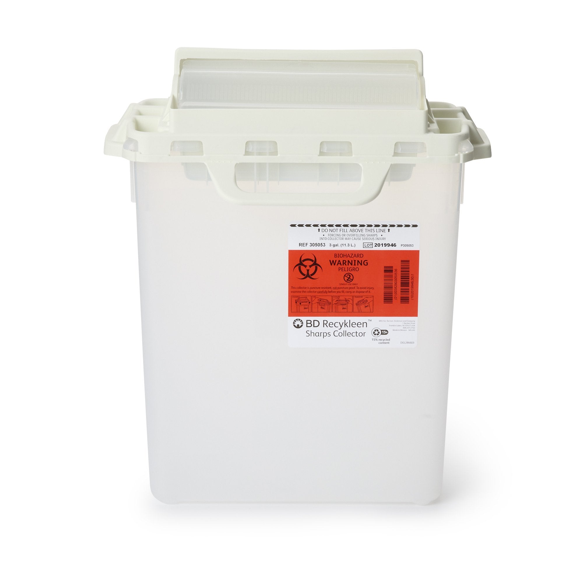 Recycleen™ Multi-purpose Sharps Container, 15-3/4 x 13-1/2 x 6 Inch, 3 Gallon (1 Unit)