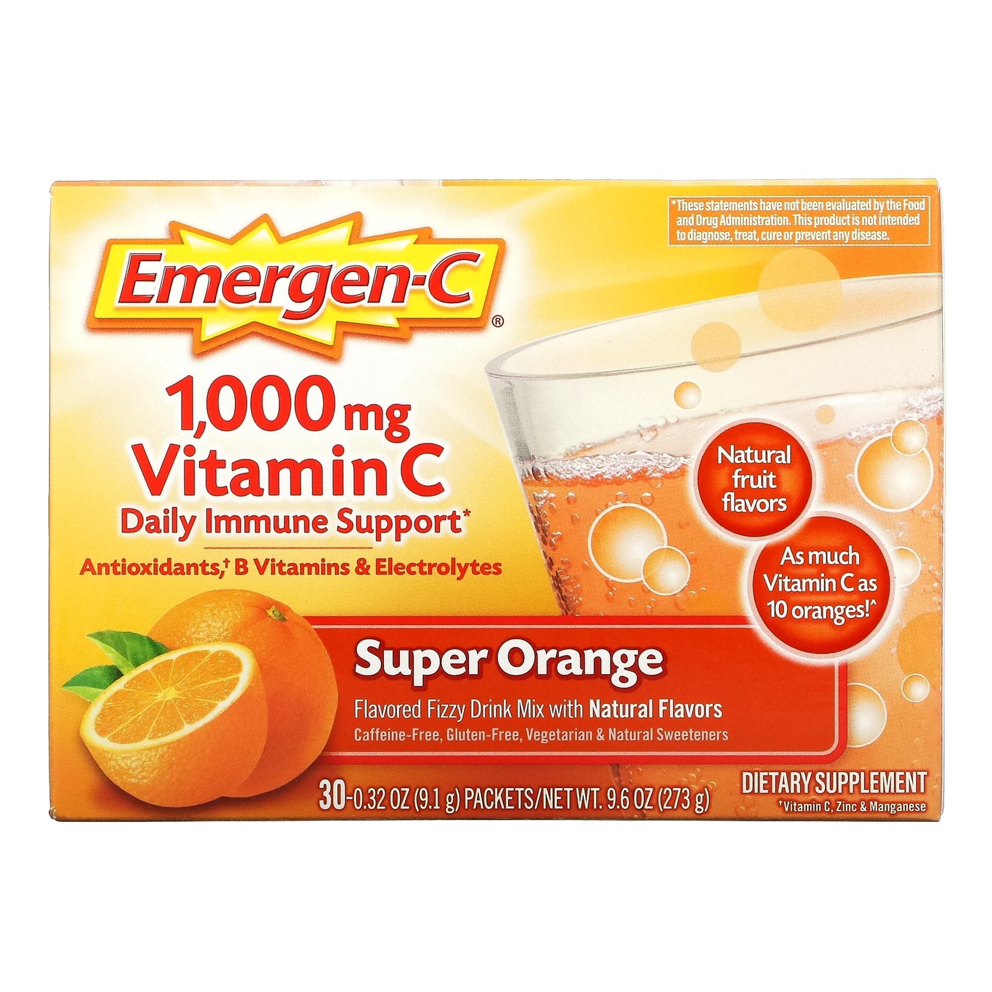 Emergen-C® Vitamin C Daily Immune Support Drink Mix, Super Orange Flavor (30 Units)