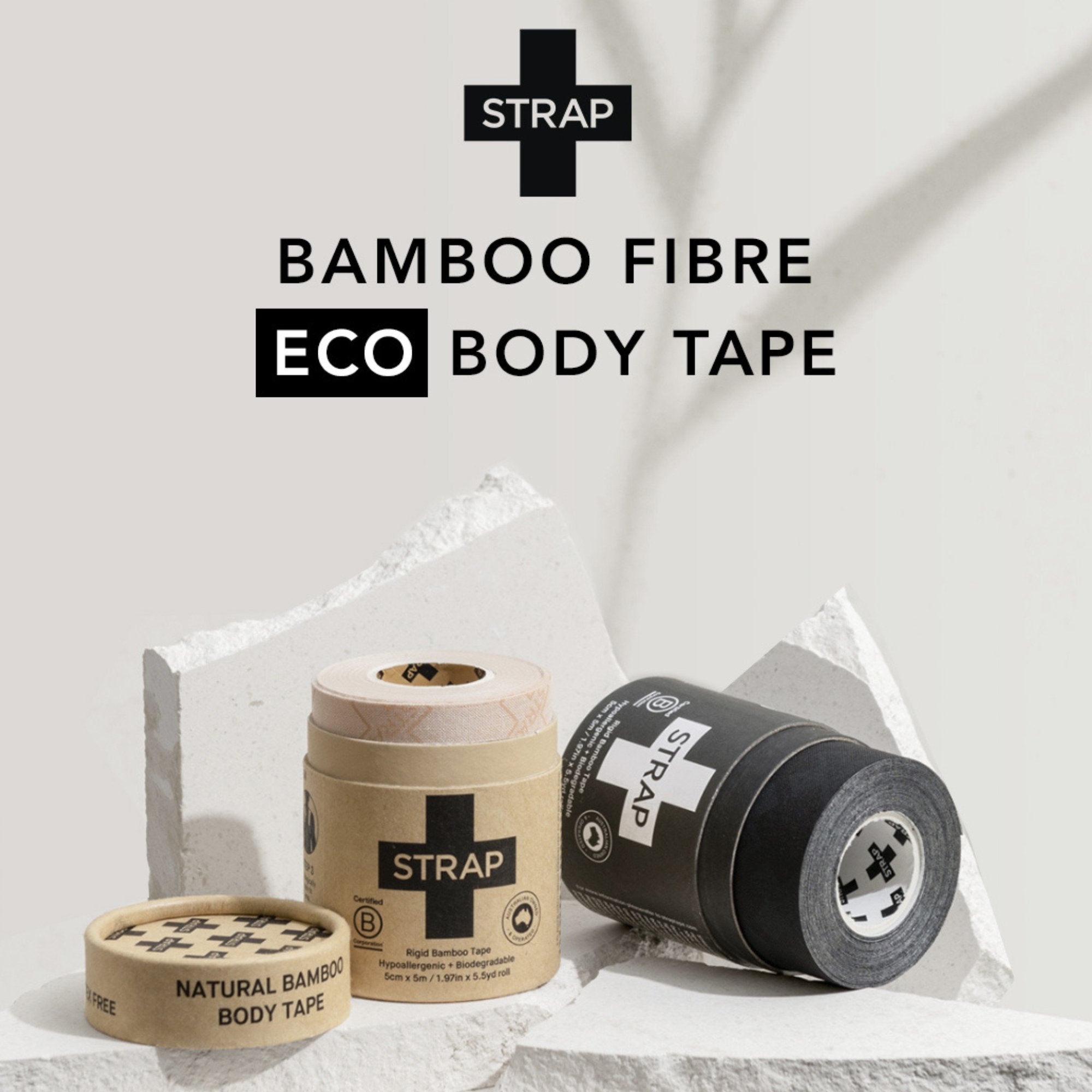 Strap™ Bamboo Fiber Athletic Tape, 1.97 Inch x 5-1/2 Yard, Black (1 Unit)