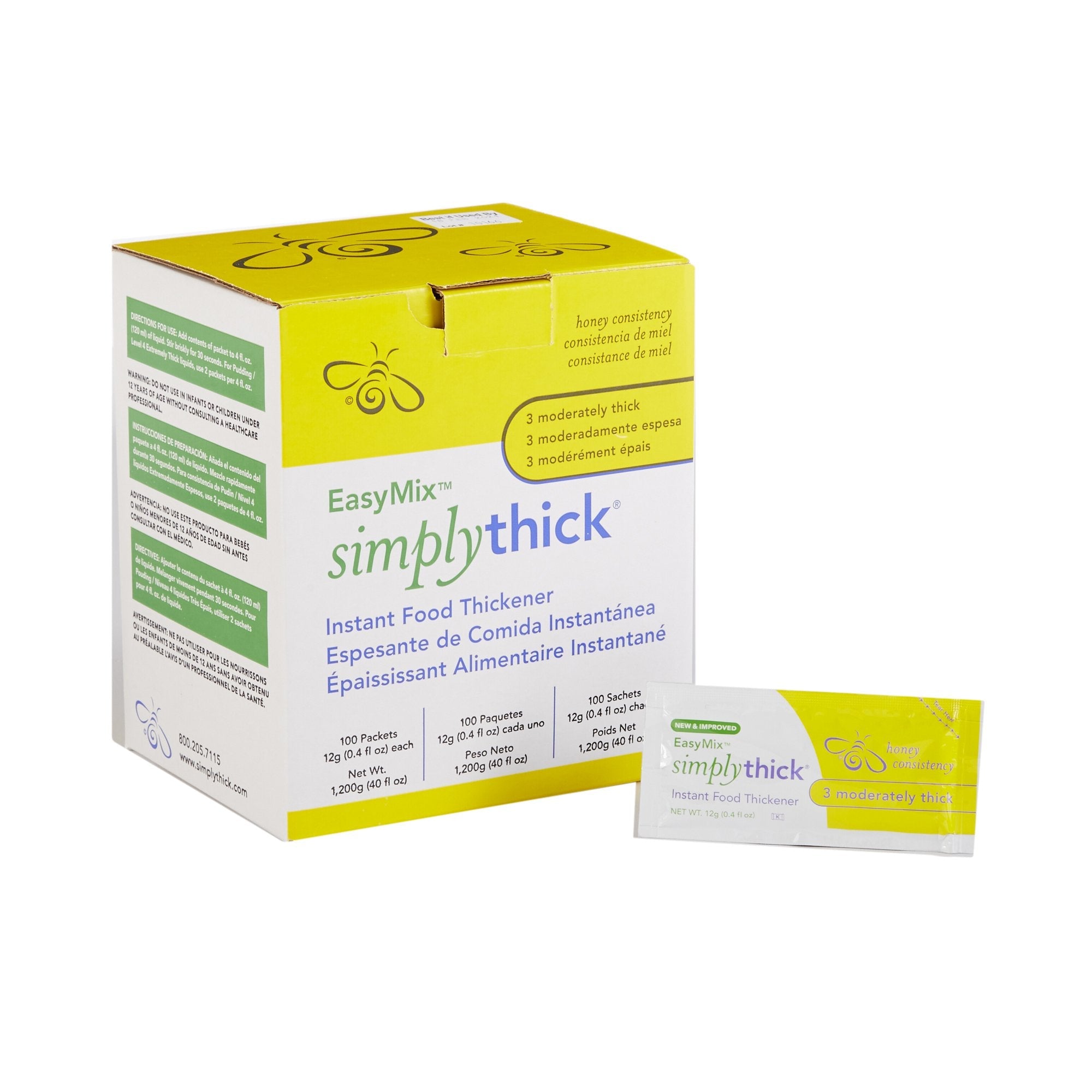 EasyMix™ SimplyThick® Food Thickener, Honey Consistency, 12-gram Packet (100 Units)