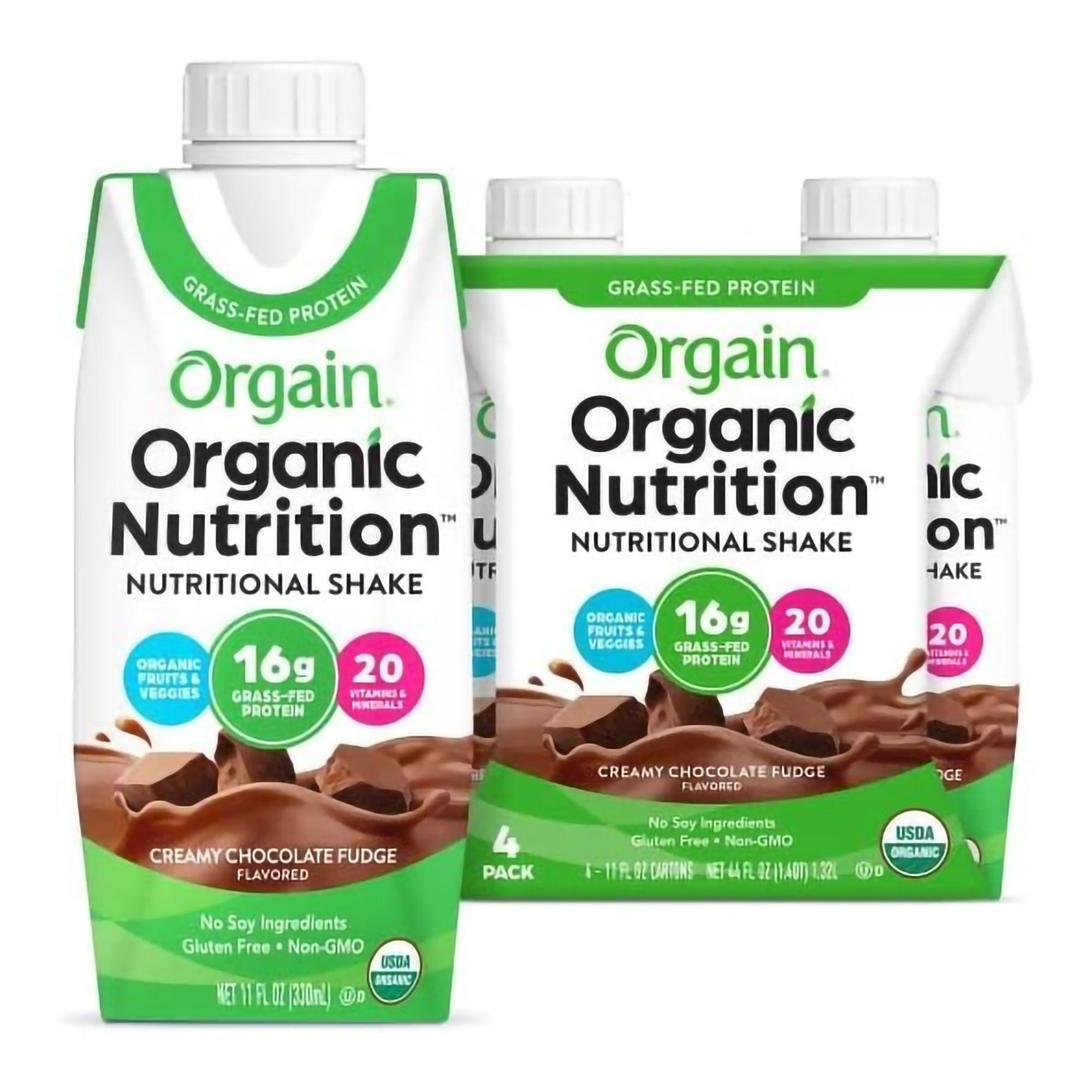 Orgain® Organic Nutrition™ Chocolate Nutritional Shake, 11-ounce carton (4 Units)
