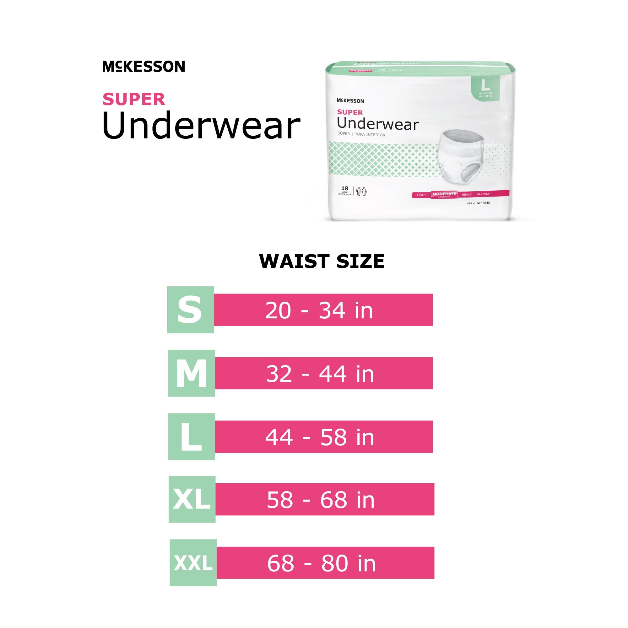 McKesson Super Moderate Absorbent Underwear, Extra Large (14 Units)