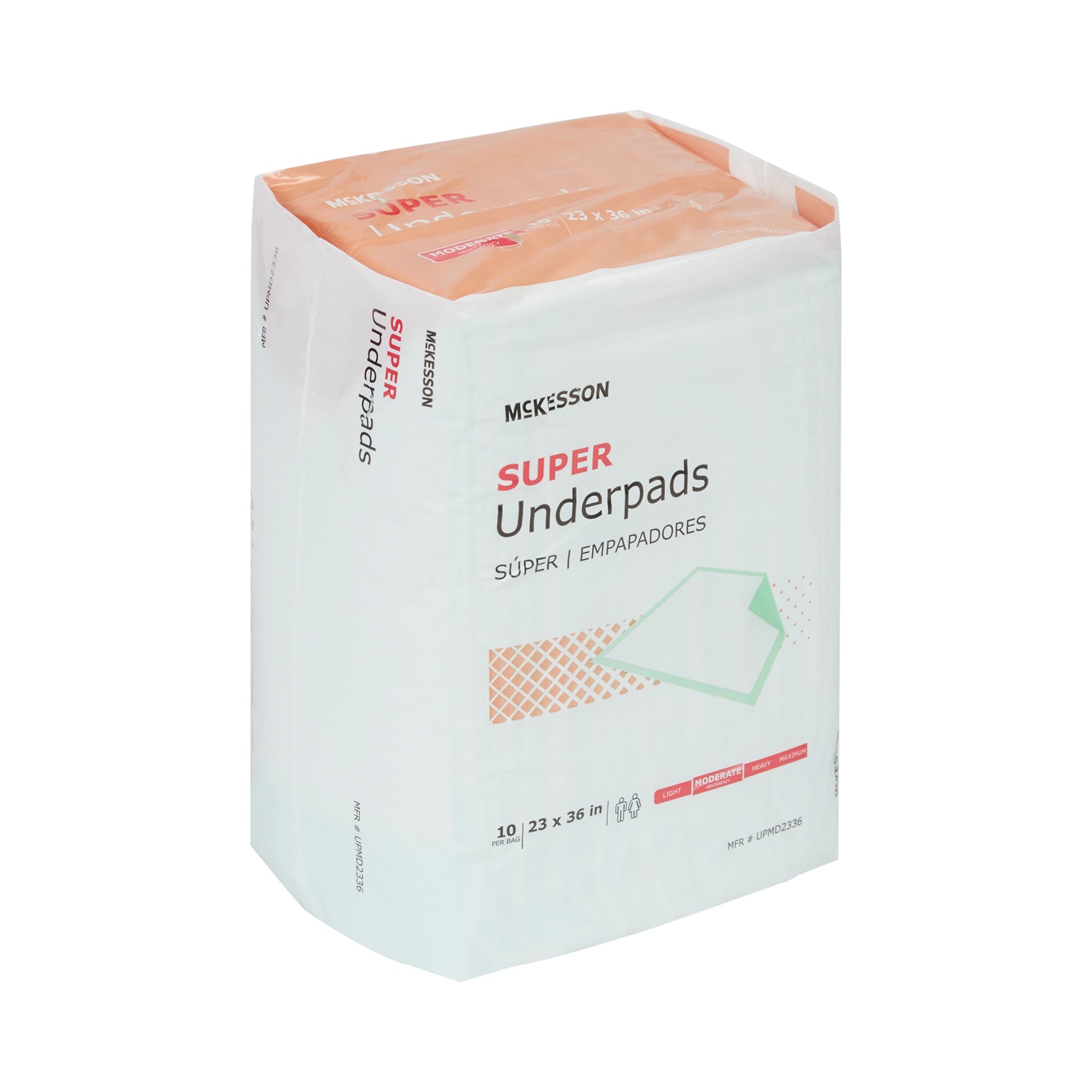McKesson Super Absorbent Underpads 23x36, Moderate Absorbency - 10 Pack