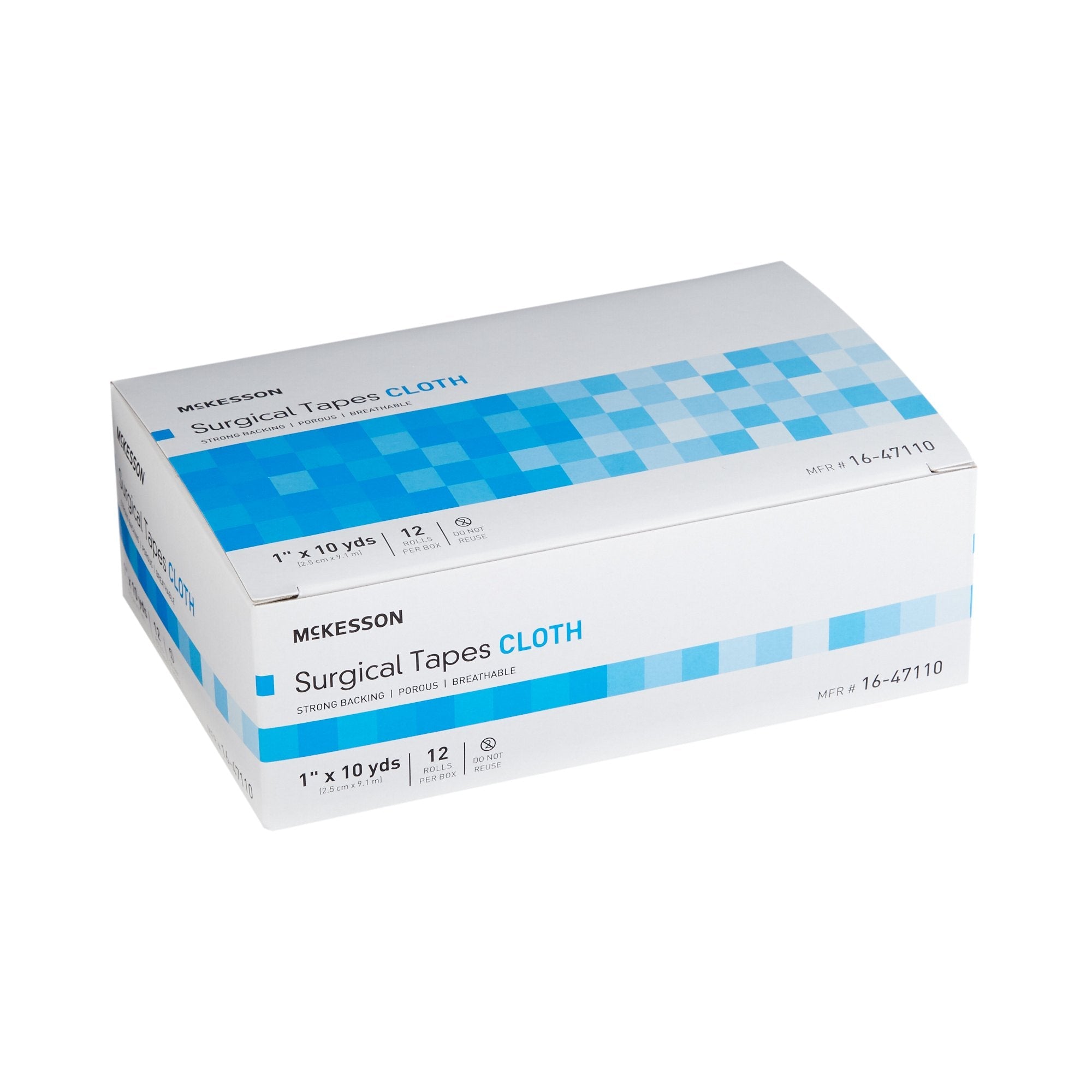 McKesson Silk-Like Cloth Medical Tape, 1"x10yd, Hypoallergenic, White - 12 Pack