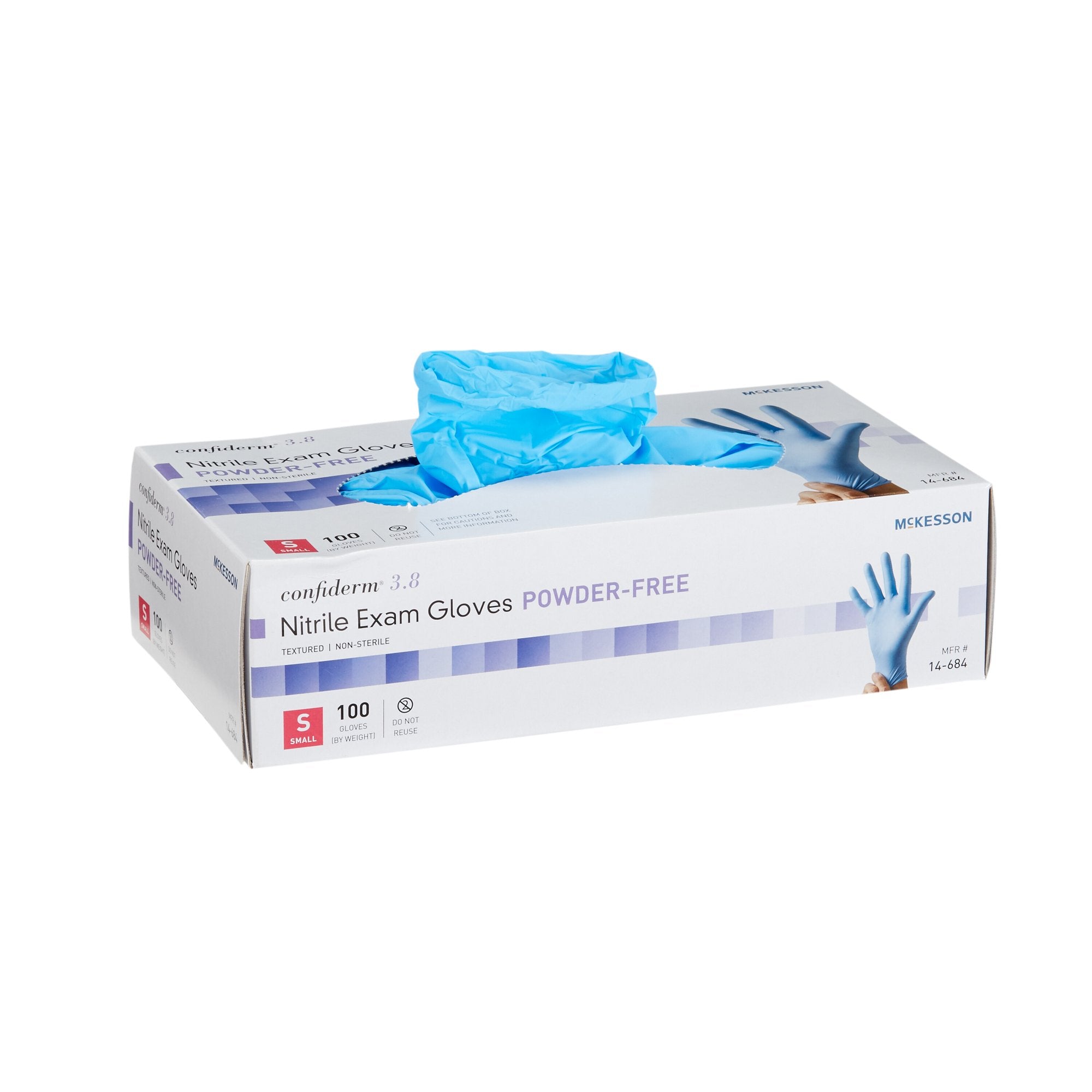 McKesson Confiderm® 3.8 Small Nitrile Exam Gloves, Blue - 100 Pack