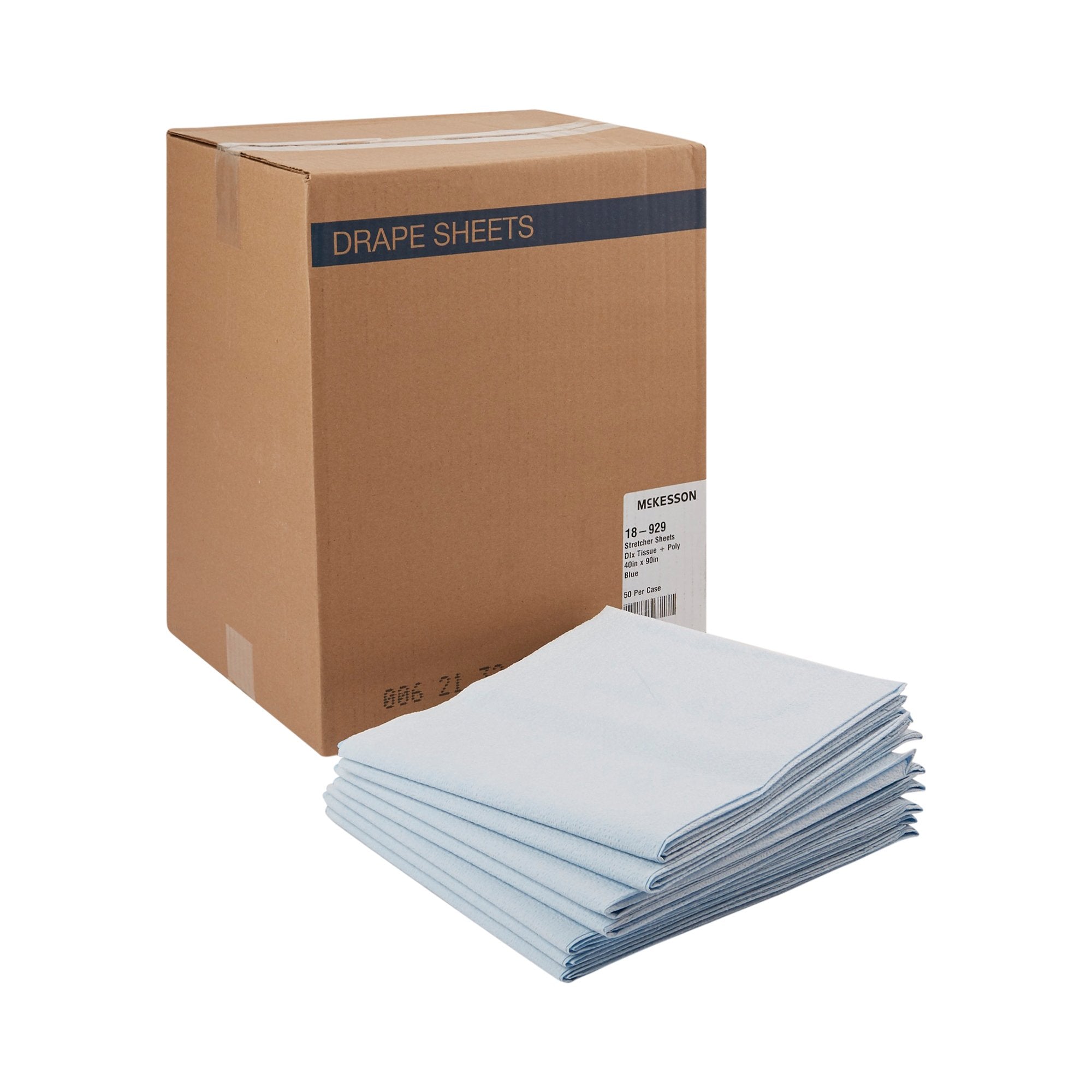 McKesson Blue Flat Stretcher Sheet, 40 x 90 Inch (50 Units)