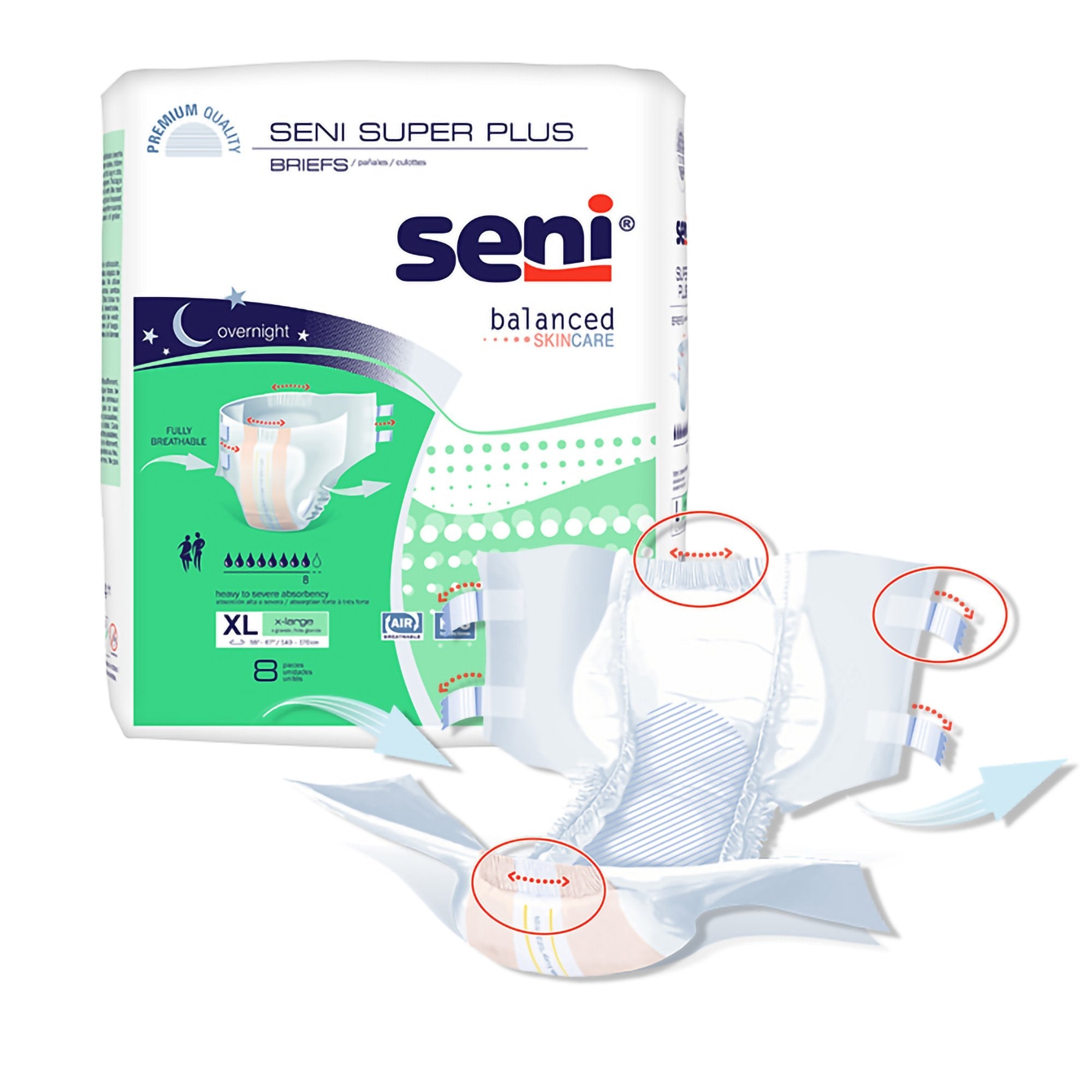Seni® Super Plus Heavy to Severe Absorbency Incontinence Brief, Extra Large (8 Units)