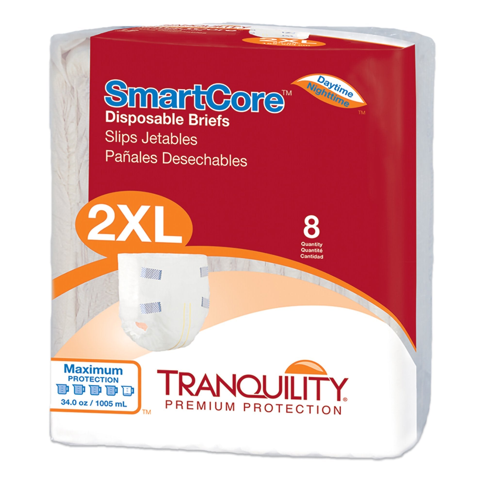 Tranquility SmartCore™ 2XL Incontinence Briefs - Max Protection (8-Pack)