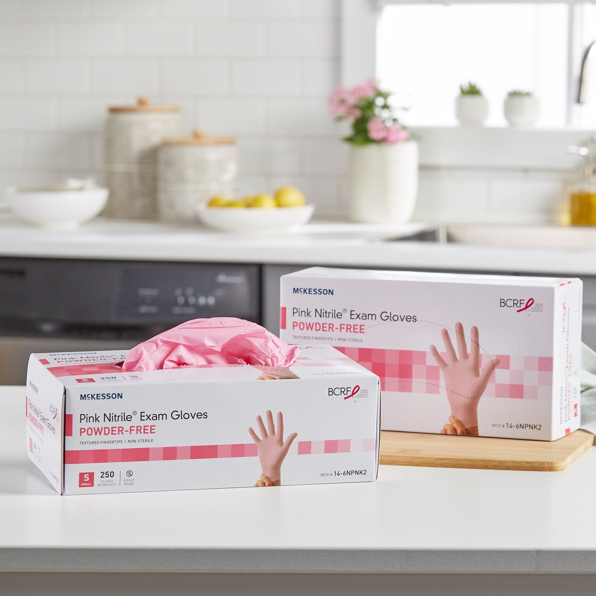 McKesson Pink Nitrile Exam Gloves, Small - Support Breast Cancer Awareness