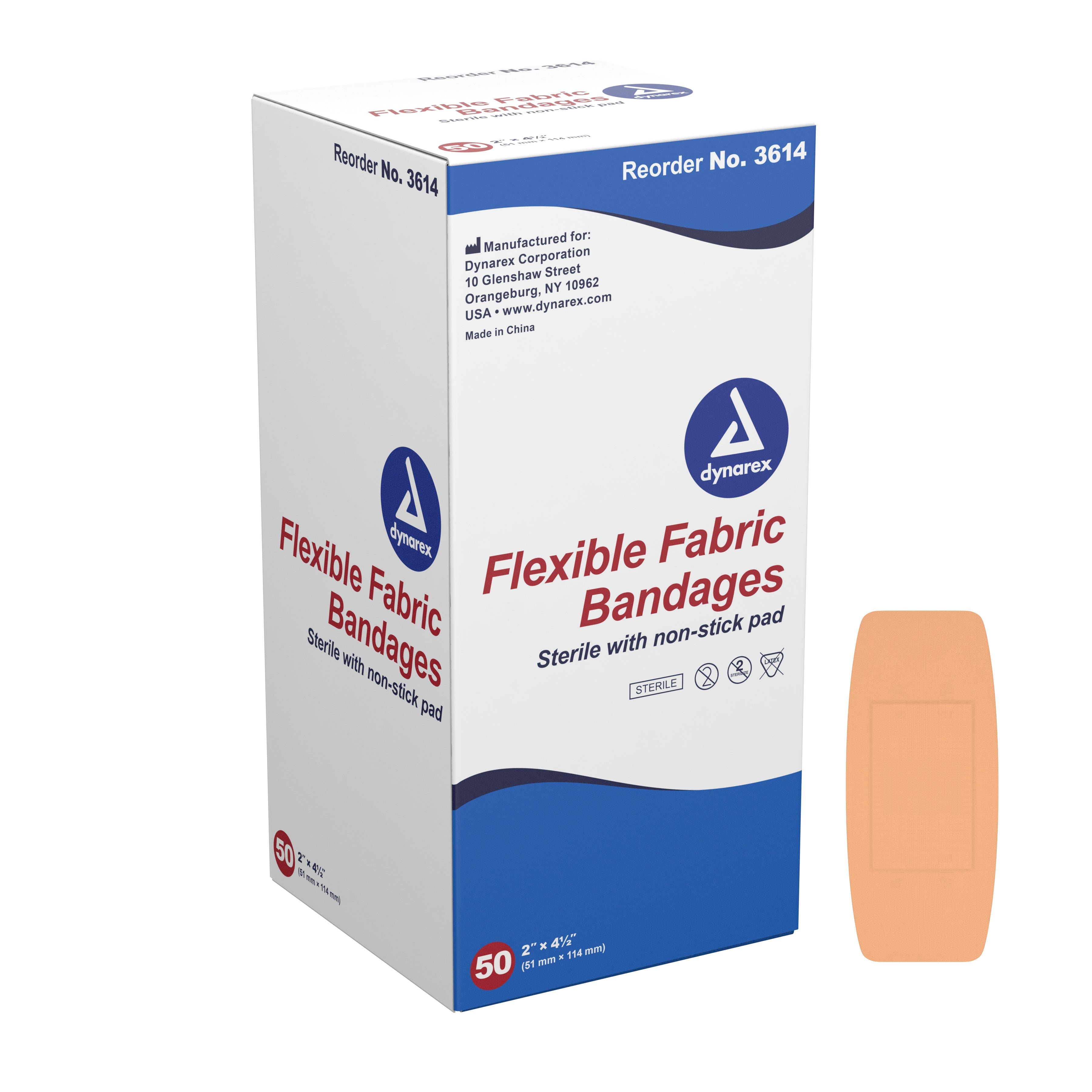 dynarex® Tan Adhesive Strip, 2 x 4½ Inch (50 Units)
