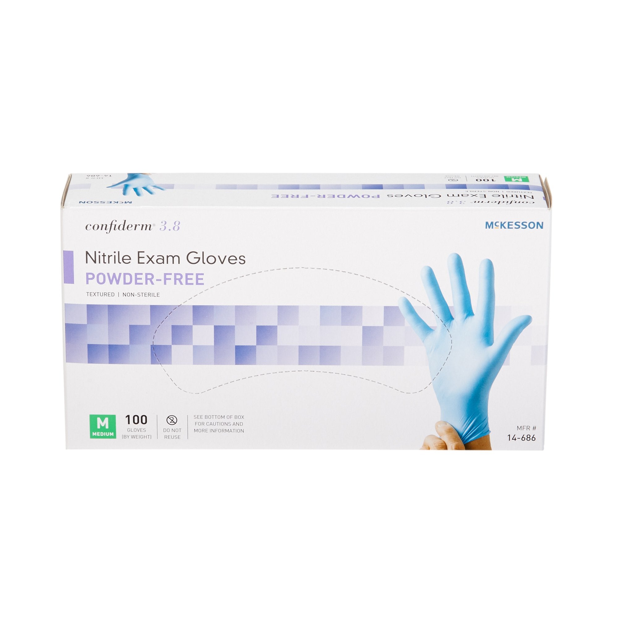 McKesson Confiderm 3.8 Medium Nitrile Exam Gloves, Blue - 100 Pack