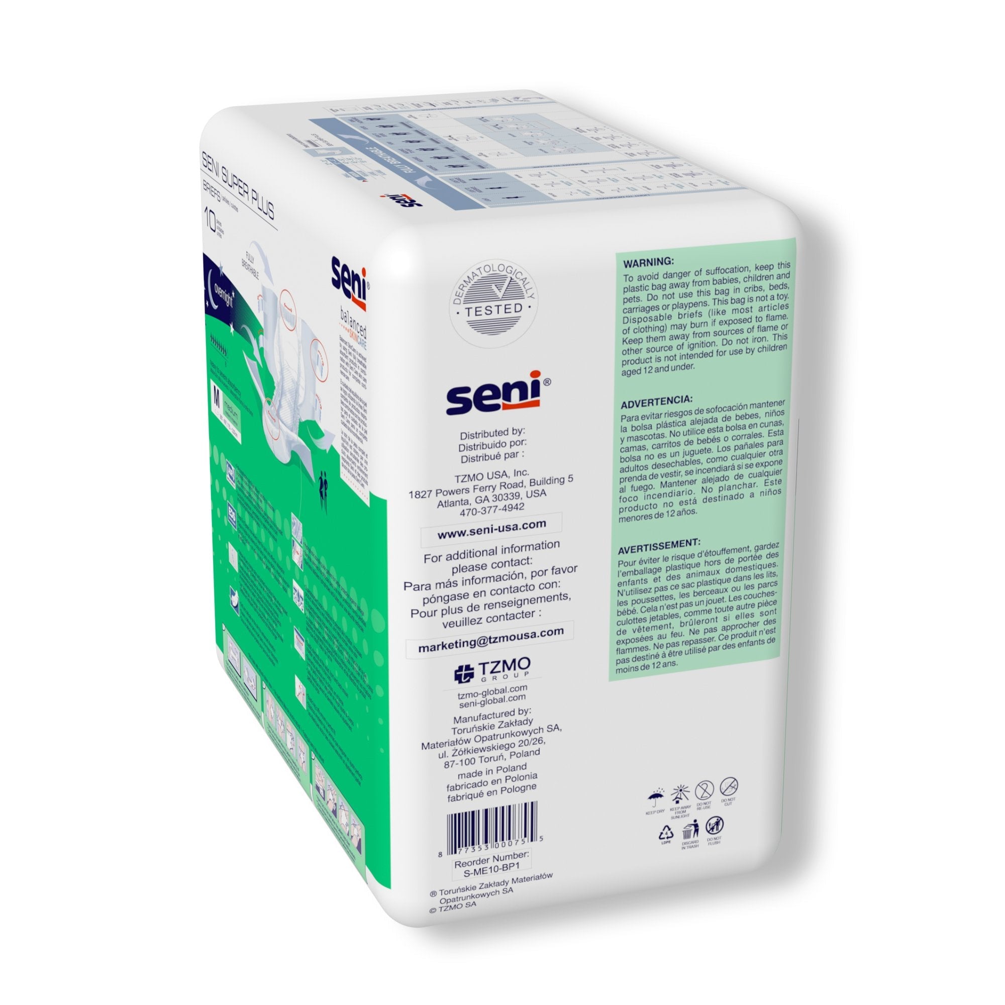 Seni® Super Plus Heavy to Severe Absorbency Incontinence Brief, Medium (10 Units)