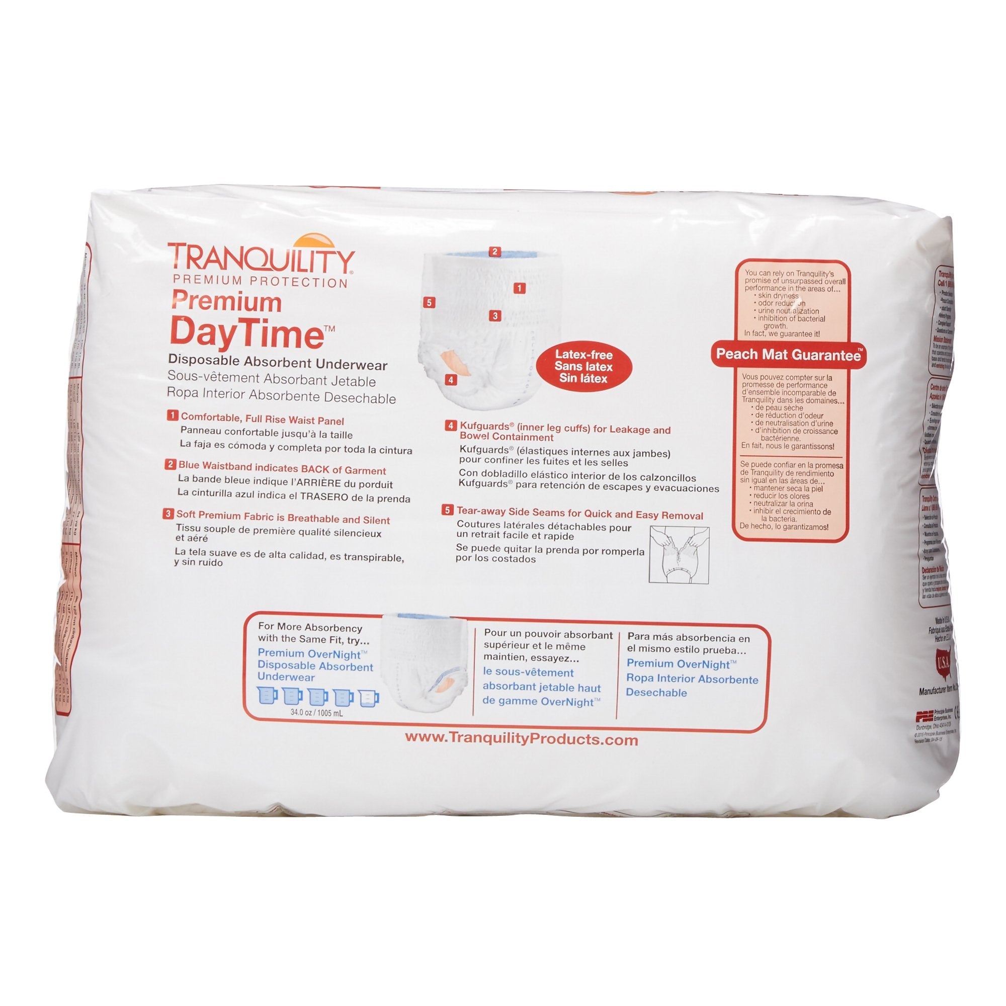 Tranquility Premium DayTime Absorbent Underwear, Large 16-Pack